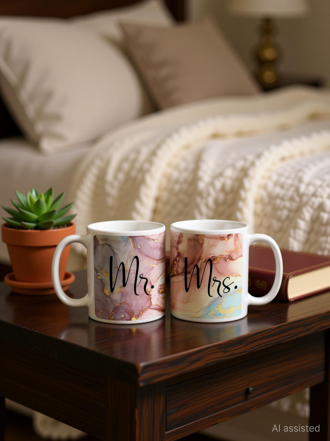 Image of THE CLICK INDIA Ceramic Mr & Mrs Coffees | Mr Mrs | Mrs and Mr |Mr and Mrs Tea Cups Ceramic Coffee Mug (330 ml, Pack of 2)