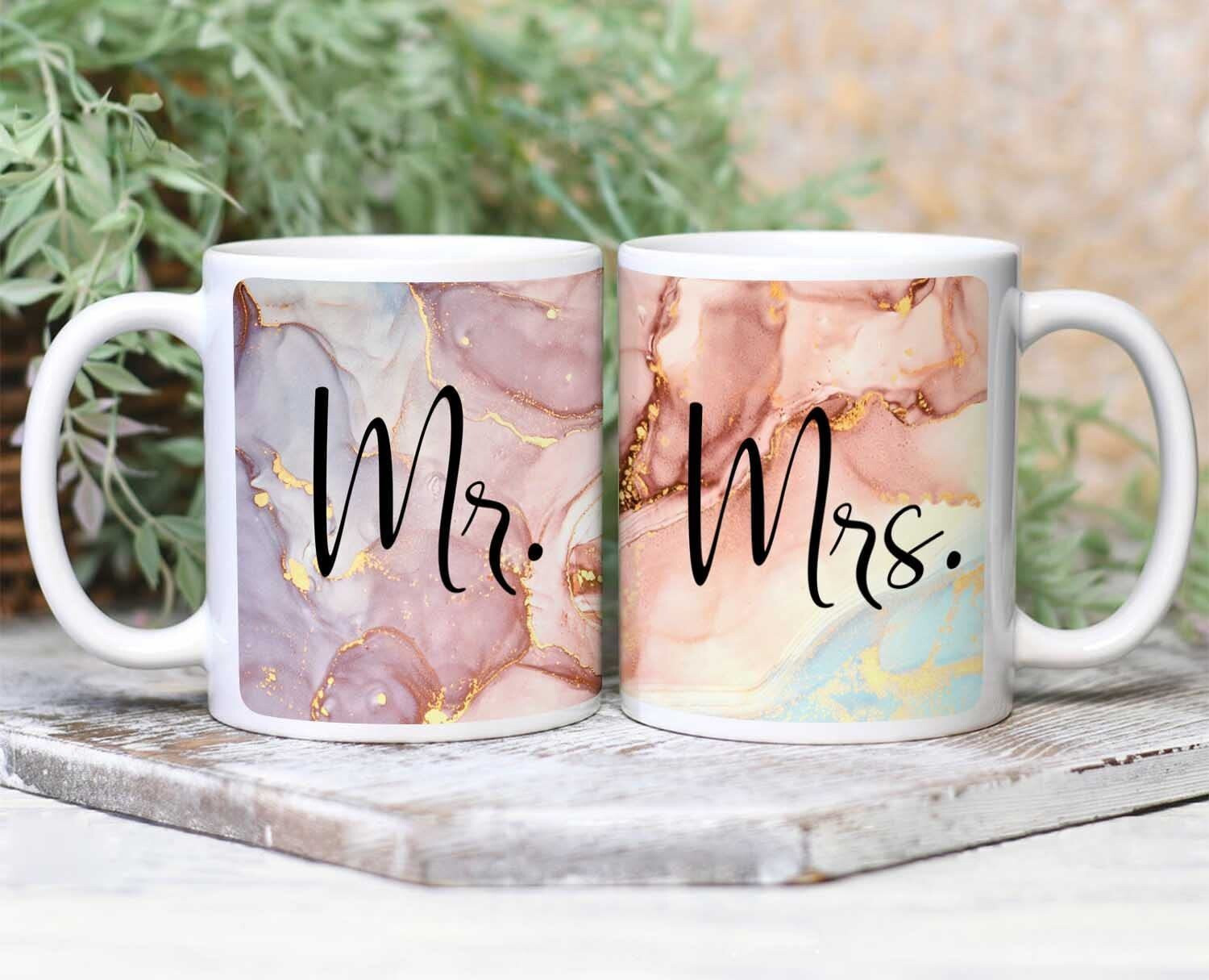 Image of THE CLICK INDIA Ceramic Mr & Mrs Coffees | Mr Mrs | Mrs and Mr |Mr and Mrs Tea Cups Ceramic Coffee Mug (330 ml, Pack of 2)
