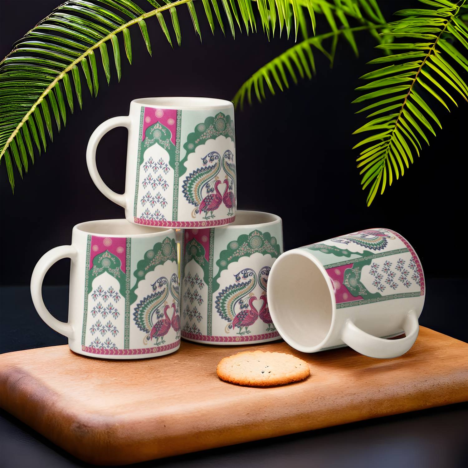 Amazecart Peacock Printed Coffees Set of 6 Ceramic Coffee Mug