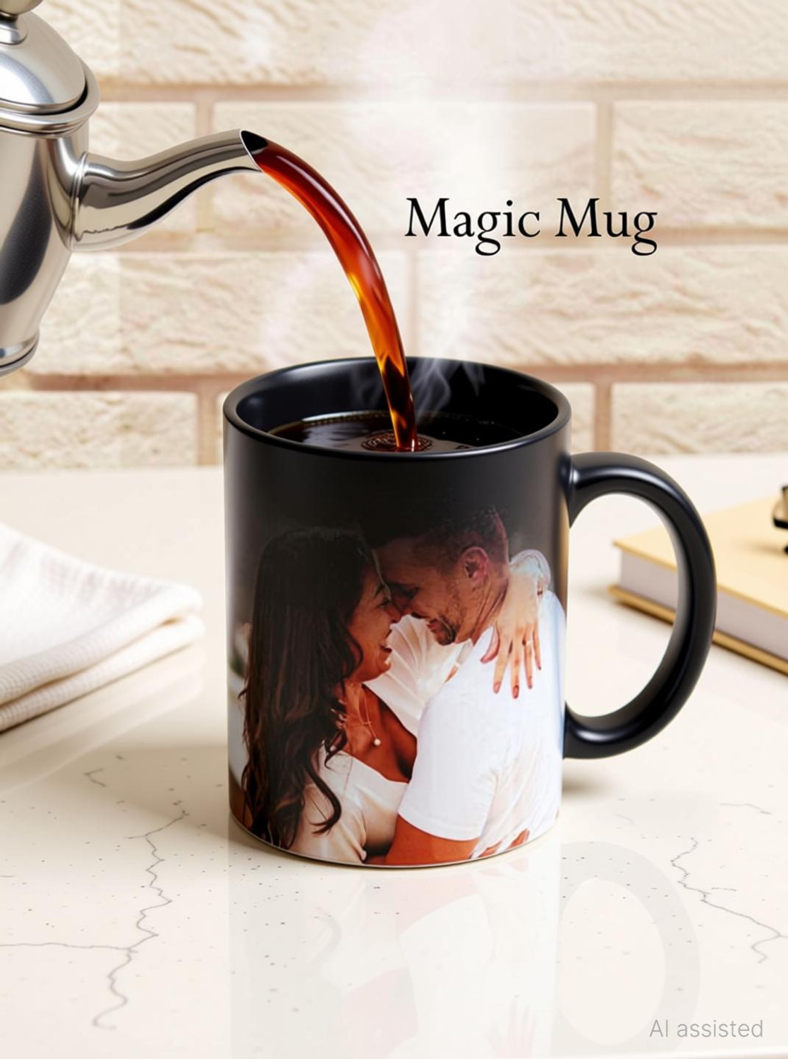 Image of SK Prints Magic Black Hot Water Ceramic Coffee Mug