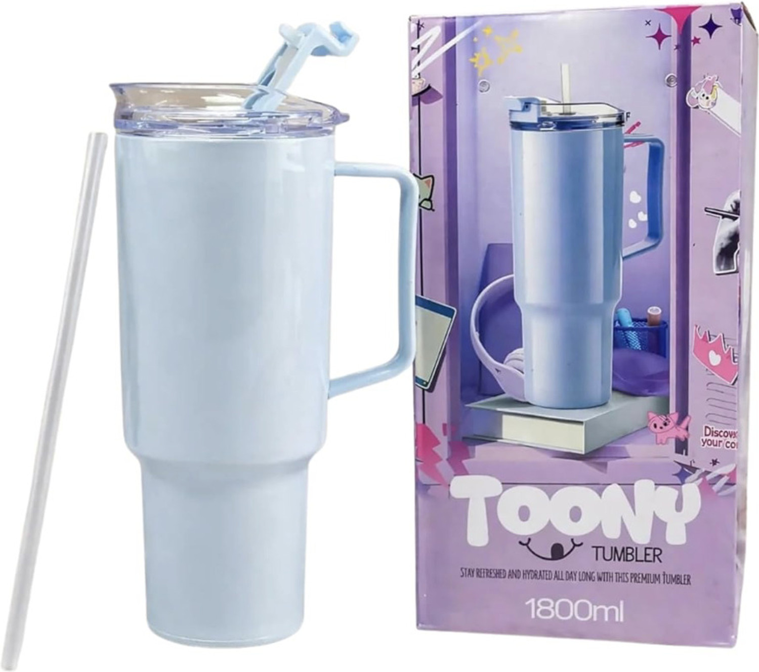 Image of tonny Hydration Tumbler with Straw & Handle Reusable for Juice,Cold Drinks Plastic Tumbler