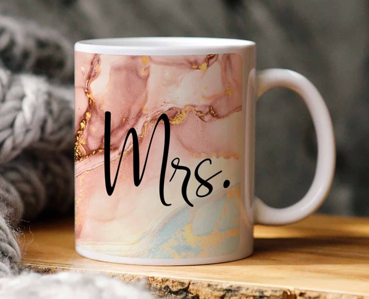 Image of THE CLICK INDIA Ceramic Mr & Mrs Coffees | Mr Mrs | Mrs and Mr |Mr and Mrs Tea Cups Ceramic Coffee Mug (330 ml, Pack of 2)