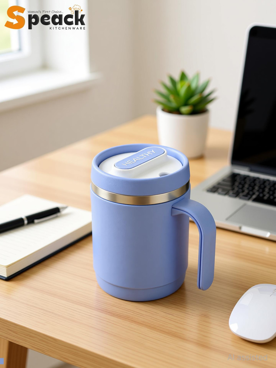 Image of SPEACK Comfortable Grip Lightweight Double Wall Odor Free Stain Resistant Plastic, Stainless Steel Coffee Mug
