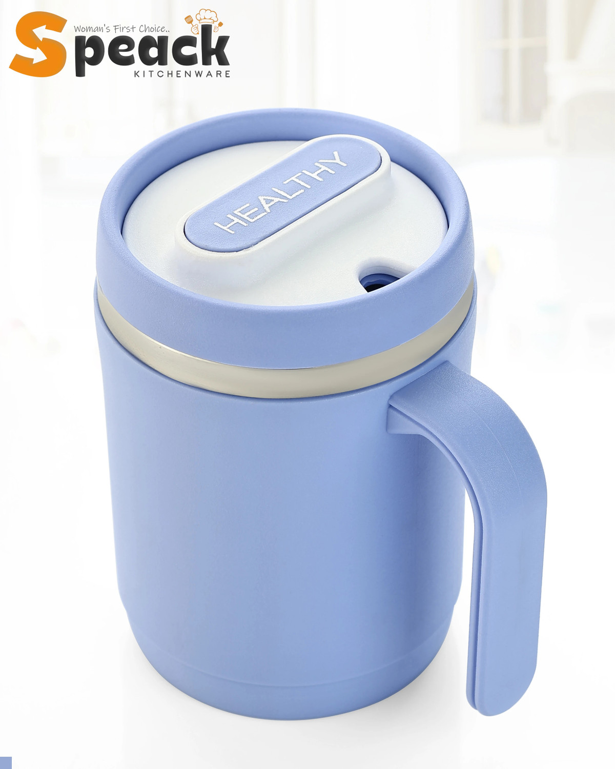 Image of SPEACK Comfortable Grip Lightweight Double Wall Odor Free Stain Resistant Plastic, Stainless Steel Coffee Mug