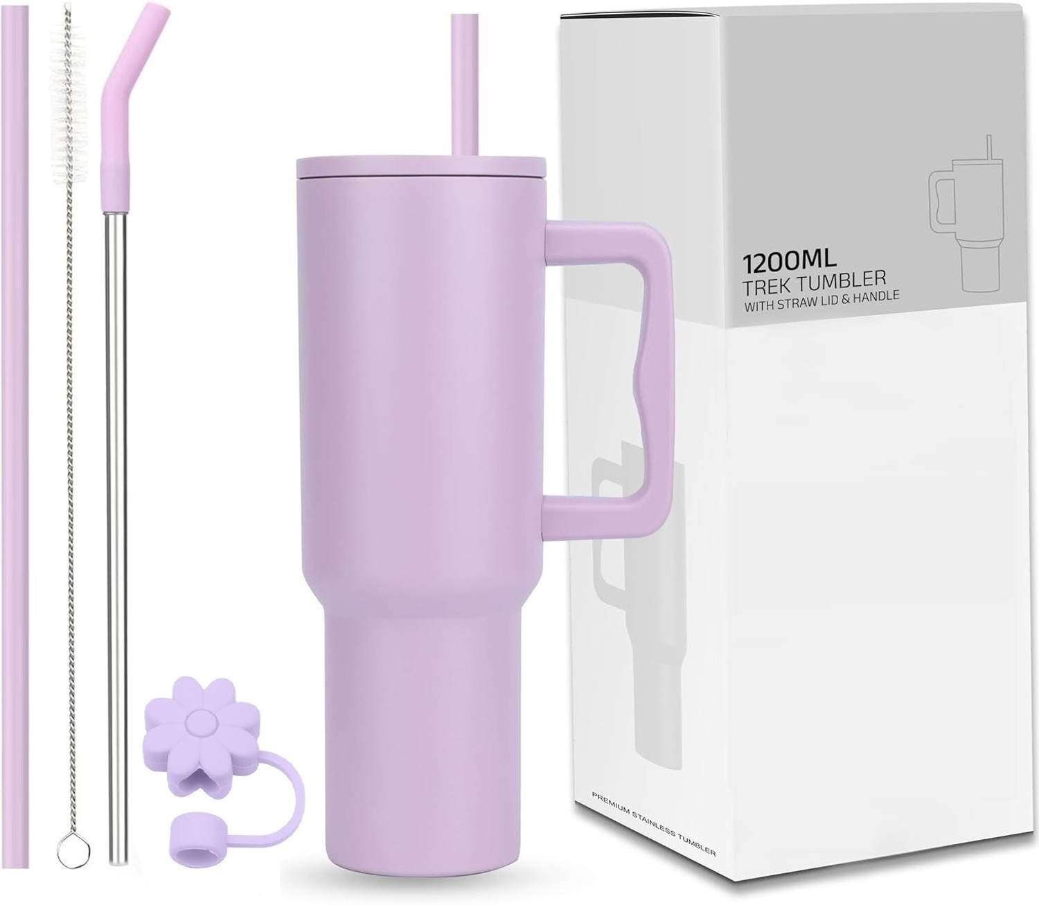 Image of INDIWARRIOR Insulated Tumbler with Straw & Handle, Hot and Cold Stainless Steel Tumbler