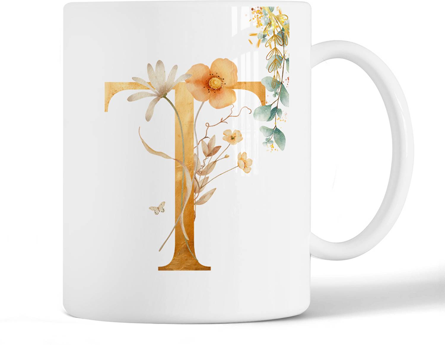 adive agencies Alphabet Letter T Name Printed Coffee 325 ml | White Ceramic Cup Ceramic Coffee Mug