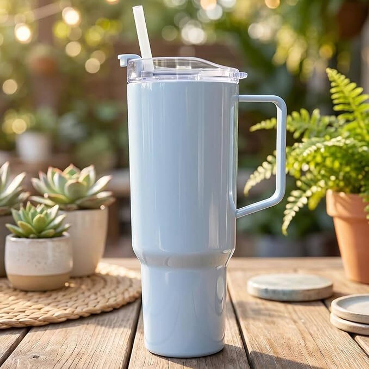 NOLVEX Plastic Tumbler Bottle with Lid & Straw - Image 1