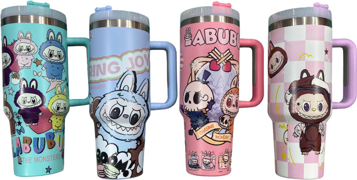 Sample LABUBU Cartoon Stainless Steel Tumbler with Handle & Straw