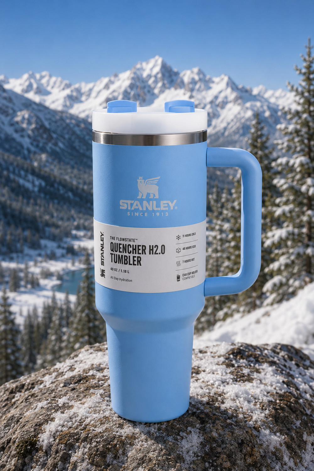 Image of PICKDOM Premium Stenley Light Blue QUENCHER PRO Stainless Steel Tumbler (1200 ml) Glass, Plastic, Stainless Steel Tumbler