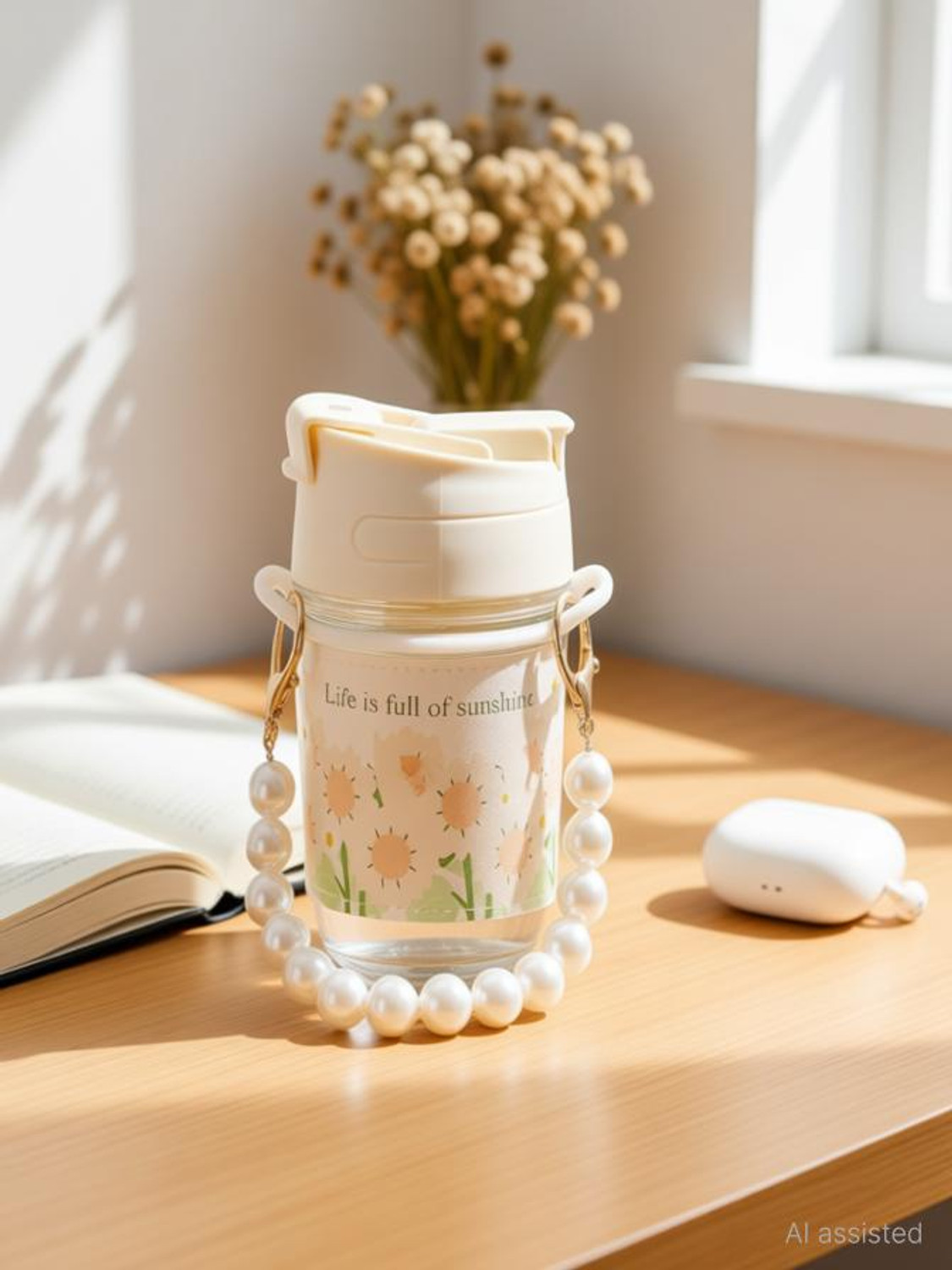 Image of MMTSWorld Glass Coffee Tumbler with Lid and Straw Travel Sipper Cutes Glass Coffee Mug