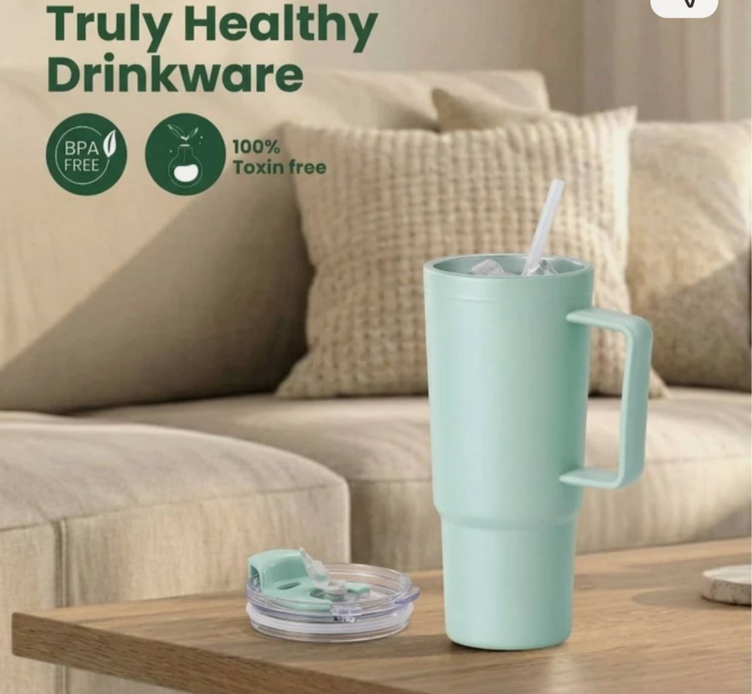 THE GAUR HUB Toony 1800 ML Green Plastic Travel Tumbler - Image 2