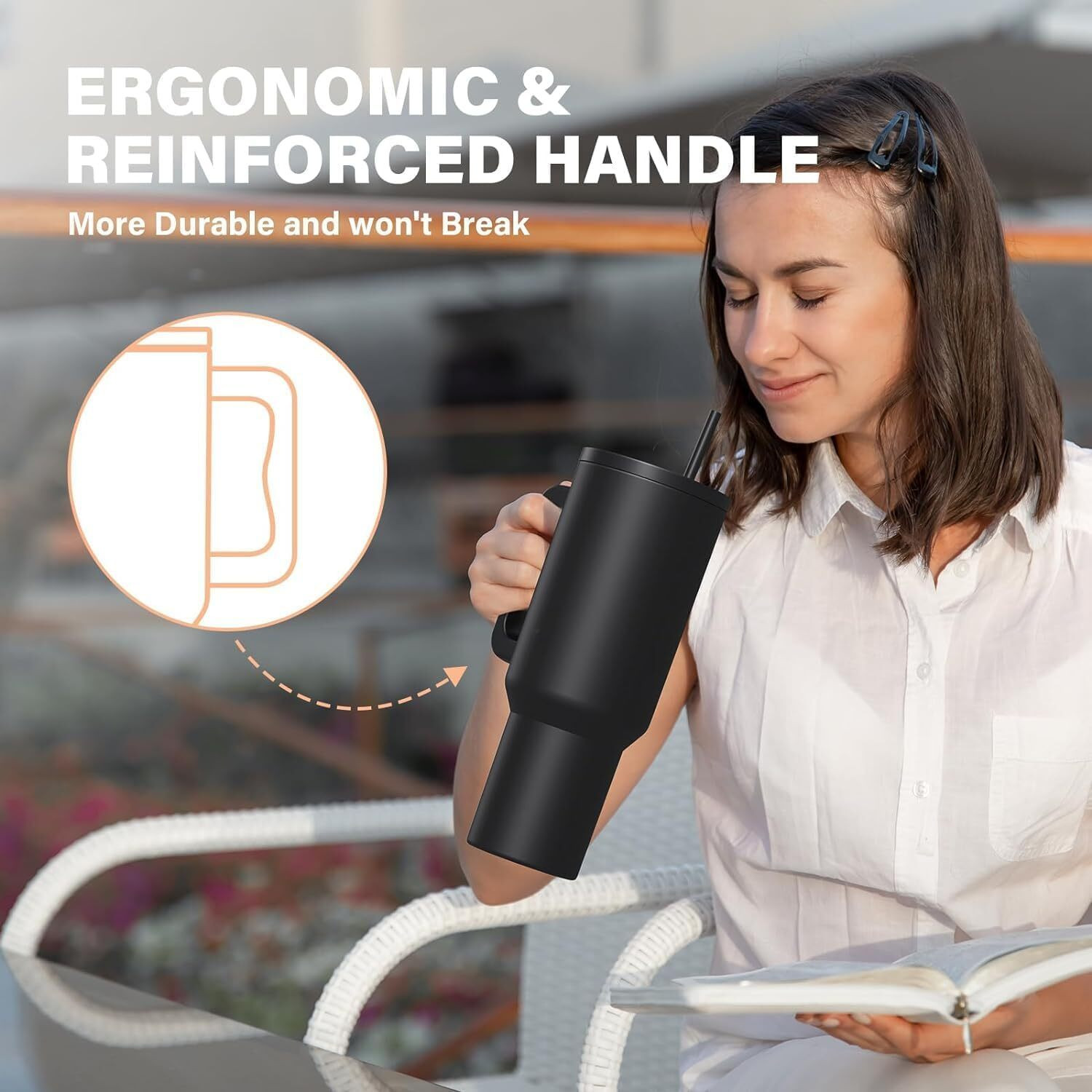 Image of INDIWARRIOR Sipper Bottle Double Insulated Tumbler With Handle And Straw Accessories 1200 ml Stainless Steel Bottle