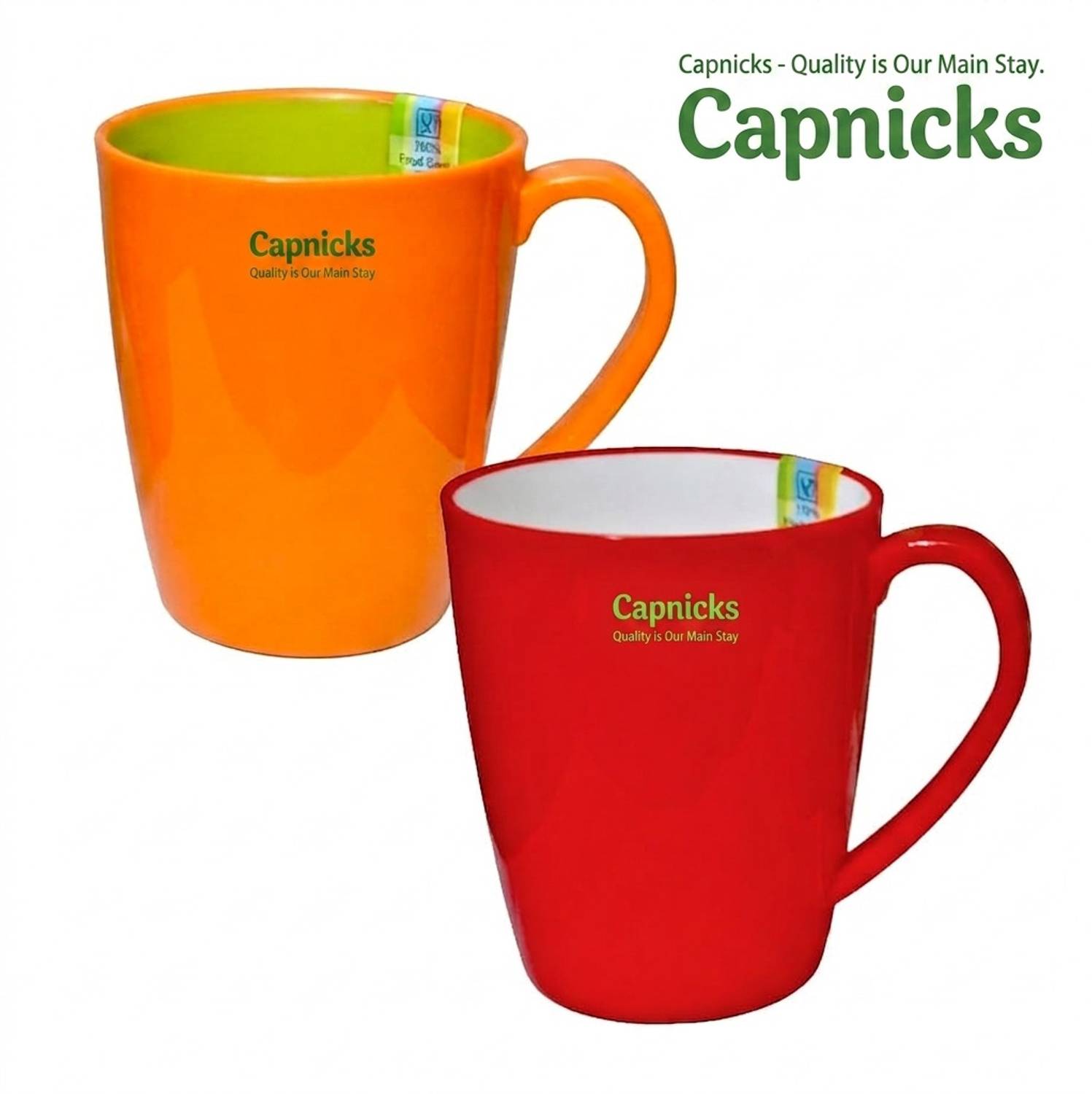 Capnicks Milk, Coffee Drinking Cup for Kids & Adults 400ml Unbreakable For Daily Use (2U) Plastic Coffee Mug