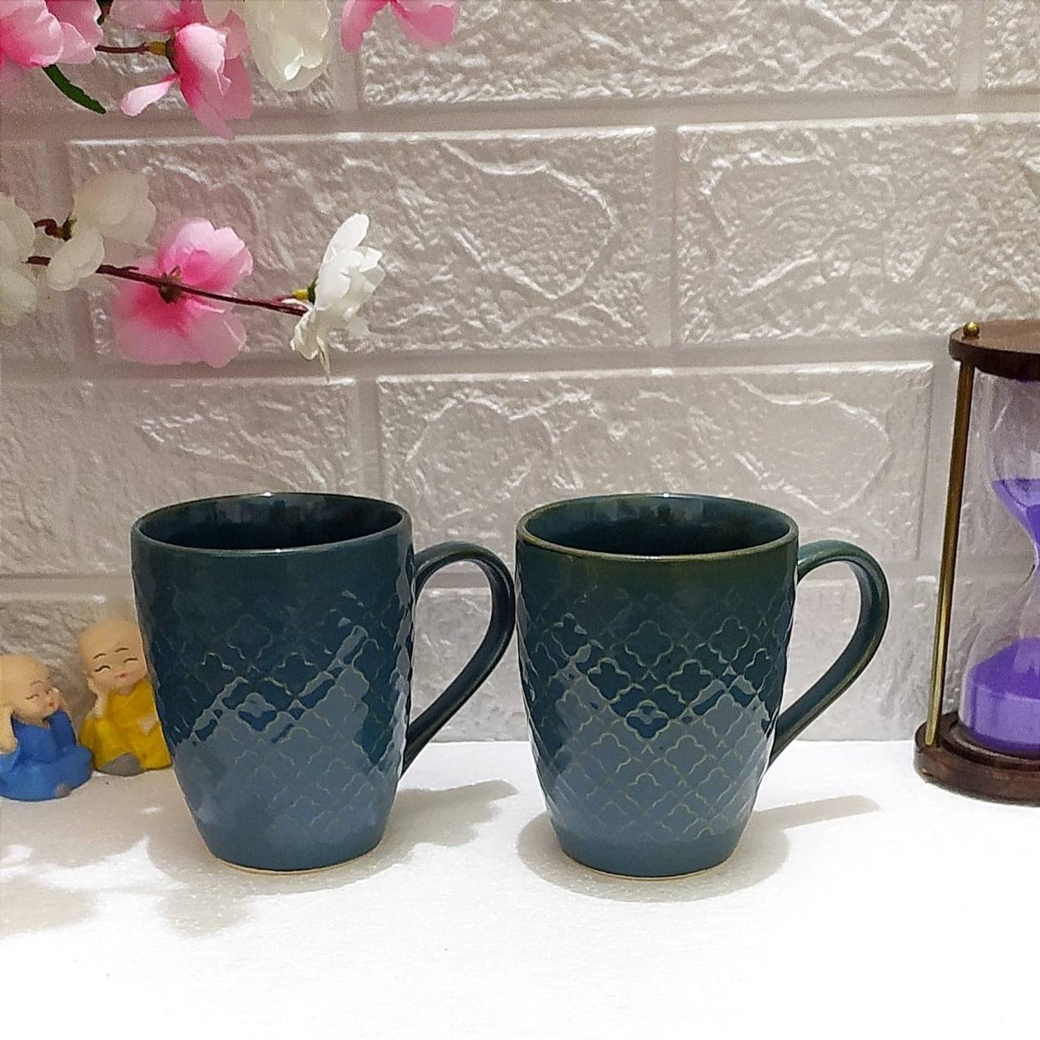 AAV WORLD DARK GREEN CERAMIC COFFEE 2MUGS SET Ceramic Coffee Mug
