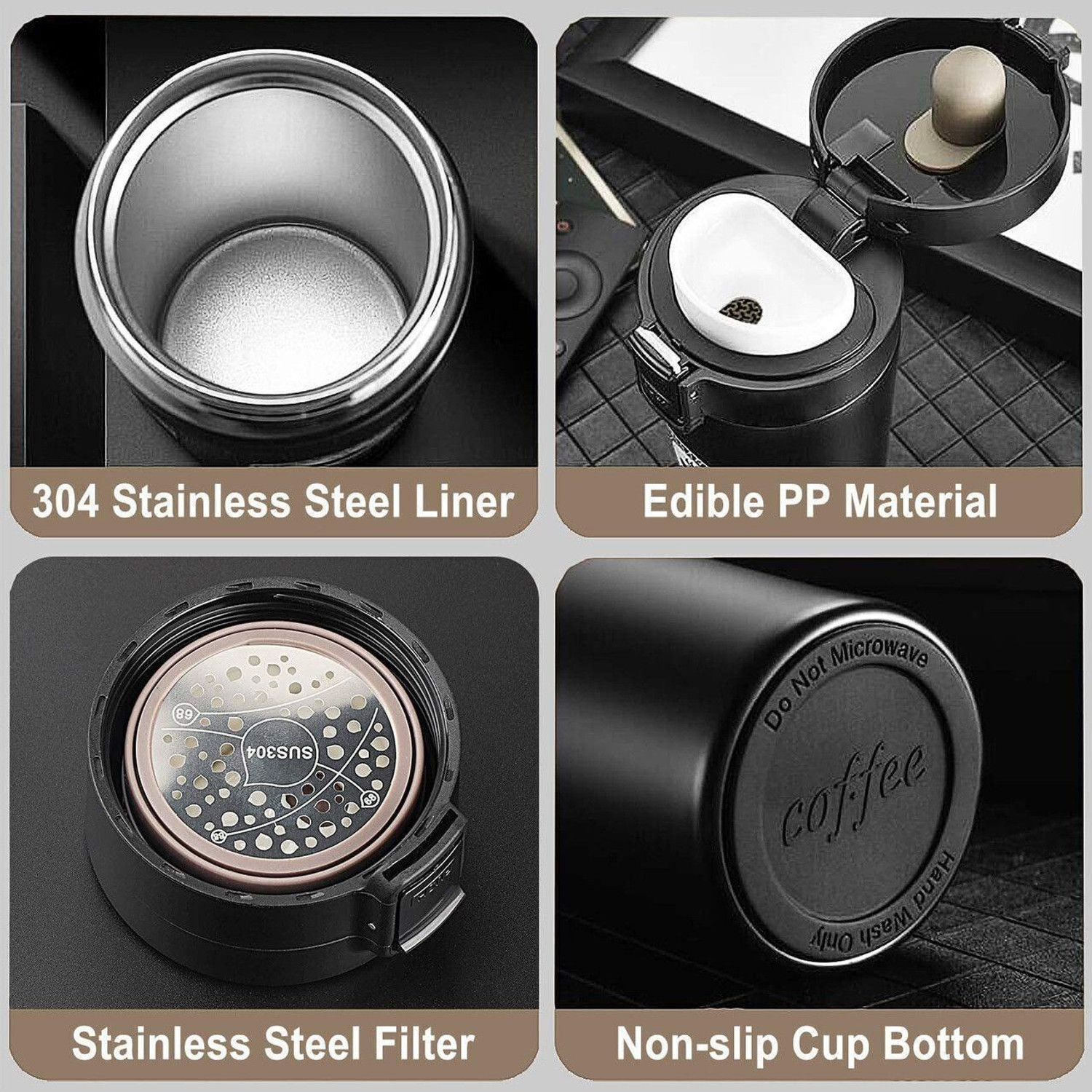 Image of VAXILLO Vacuum Insulated Thermos Flask Travel Tea and Coffee Portable Thermal Cup Stainless Steel Coffee Mug