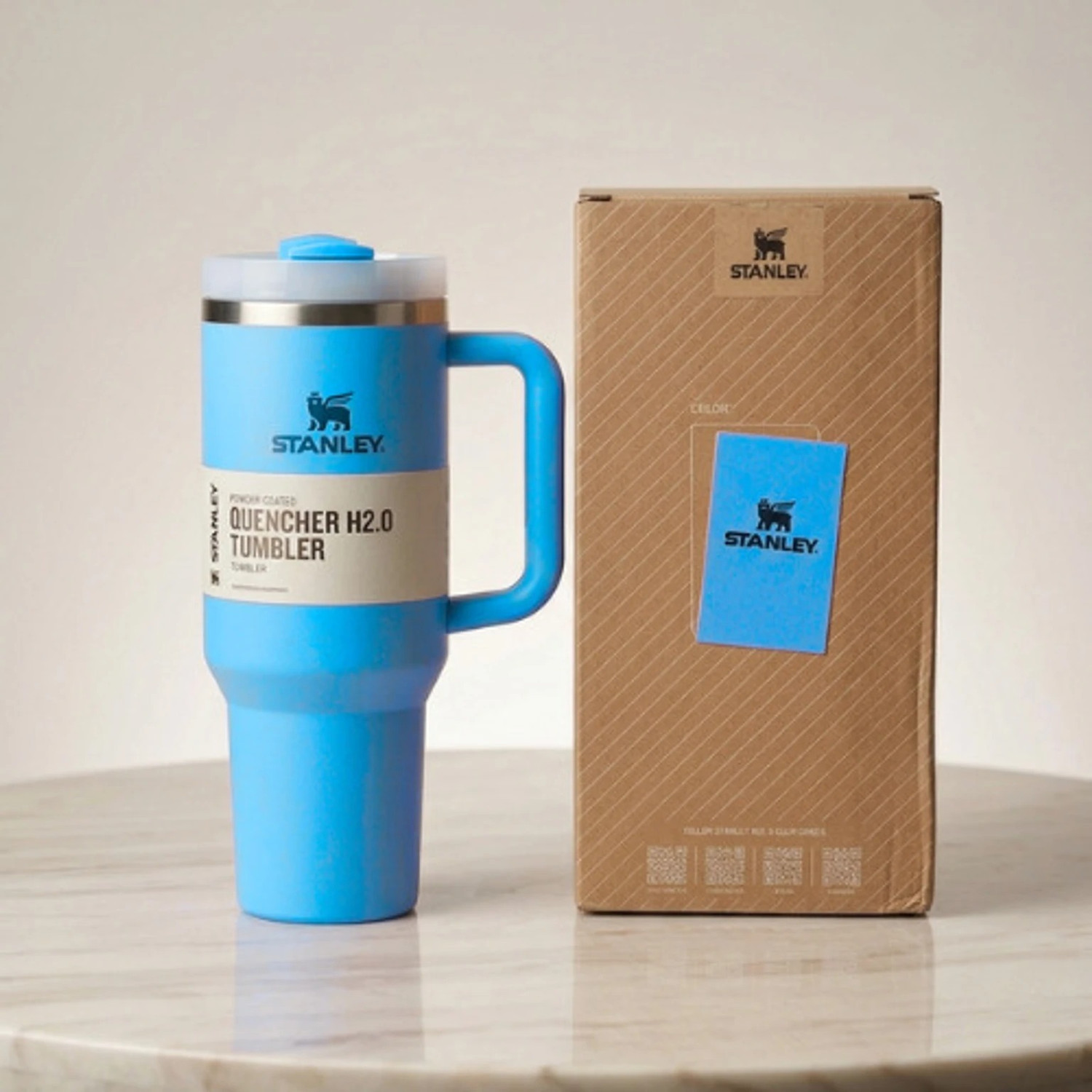 Image of PICKDOM Premium Stenley Light Blue QUENCHER PRO Stainless Steel Tumbler (1200 ml) Glass, Plastic, Stainless Steel Tumbler