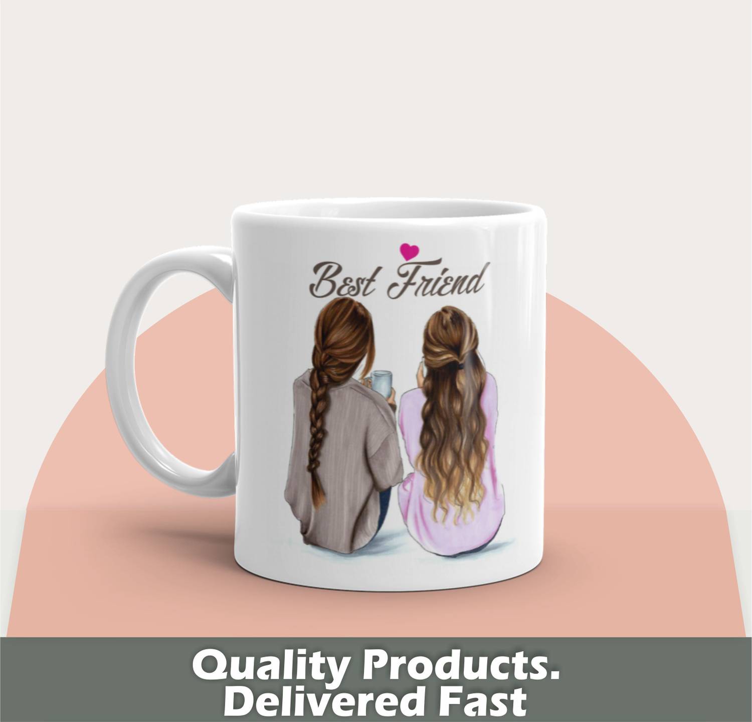 Artgenics Besties 2 Printed Gift for Best Friends Girls Ceramic Coffee (325 ml) Ceramic Coffee Mug