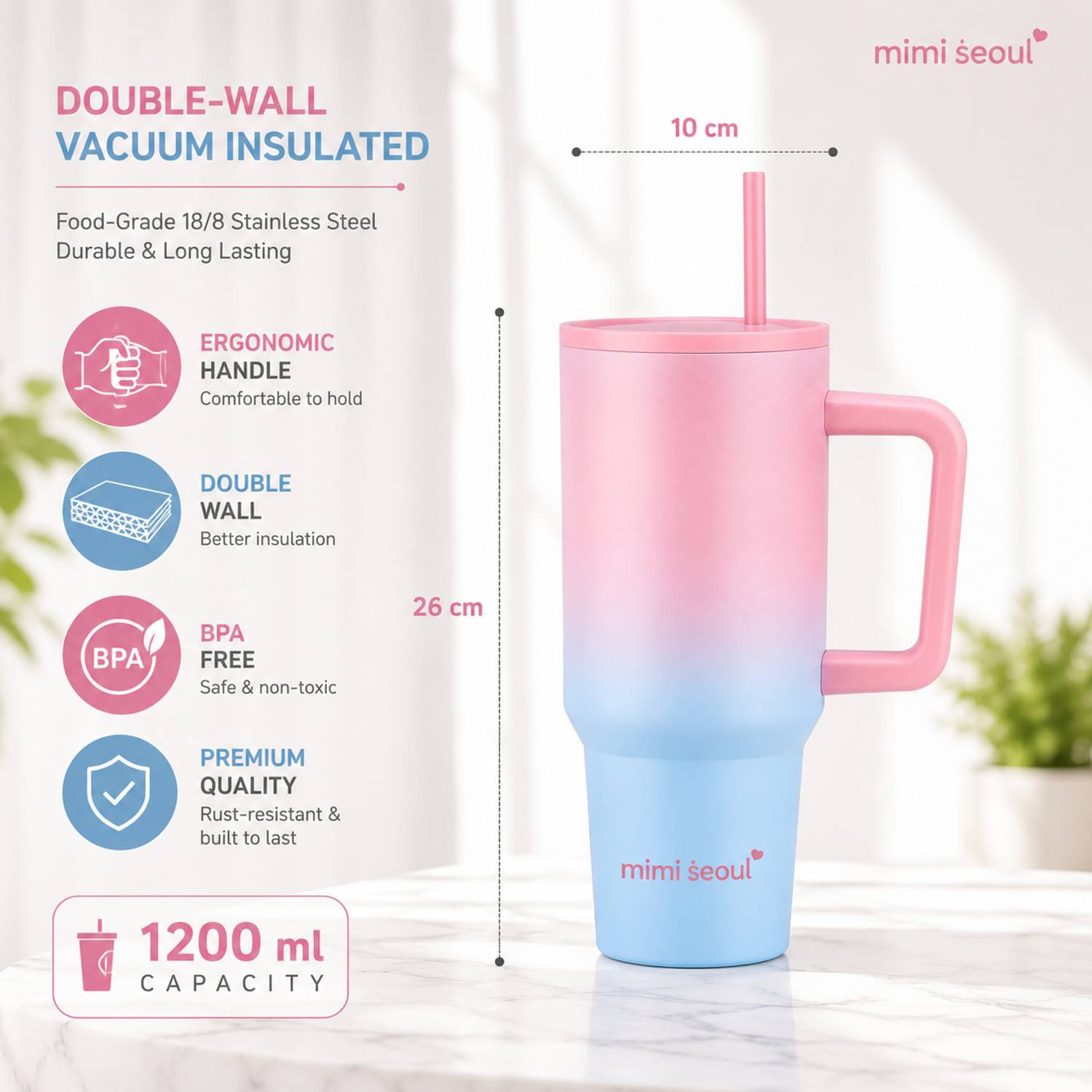 mimi seoul Stainless Steel Insulated Tumbler with Handle - Image 4