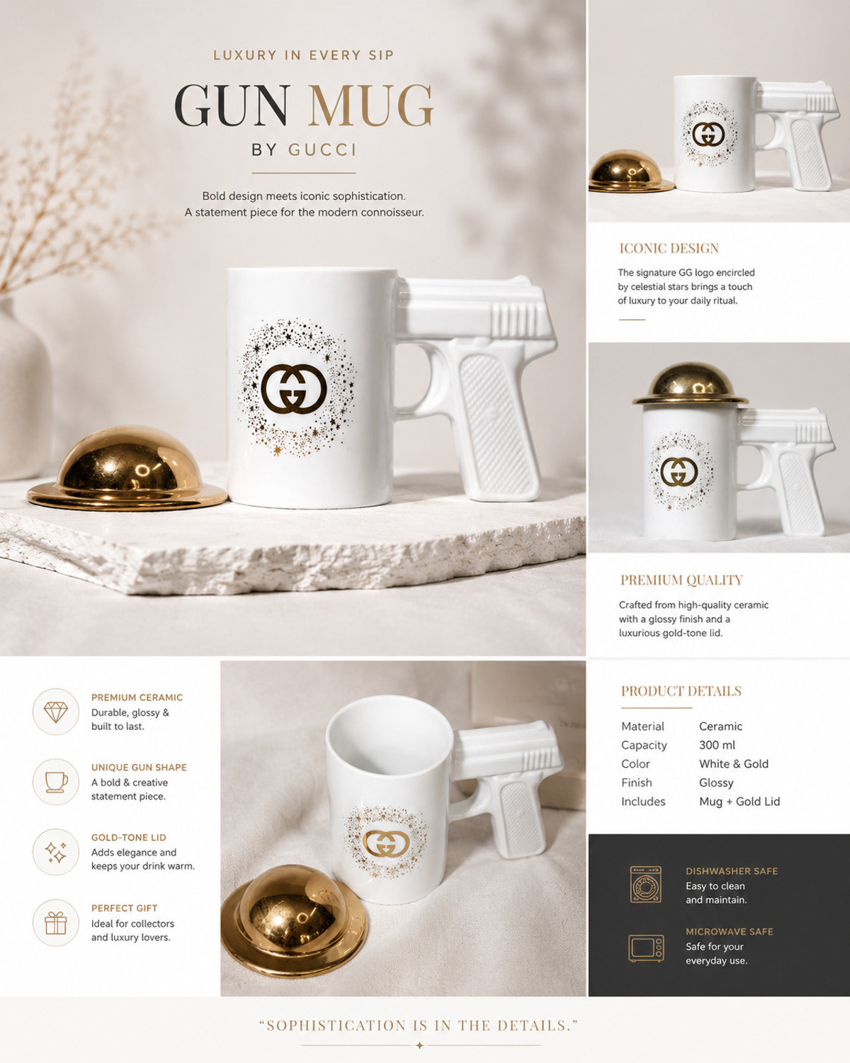 Image of Roy Creation Premium Ceramic Coffee with Gun Handle Ceramic Coffee Mug