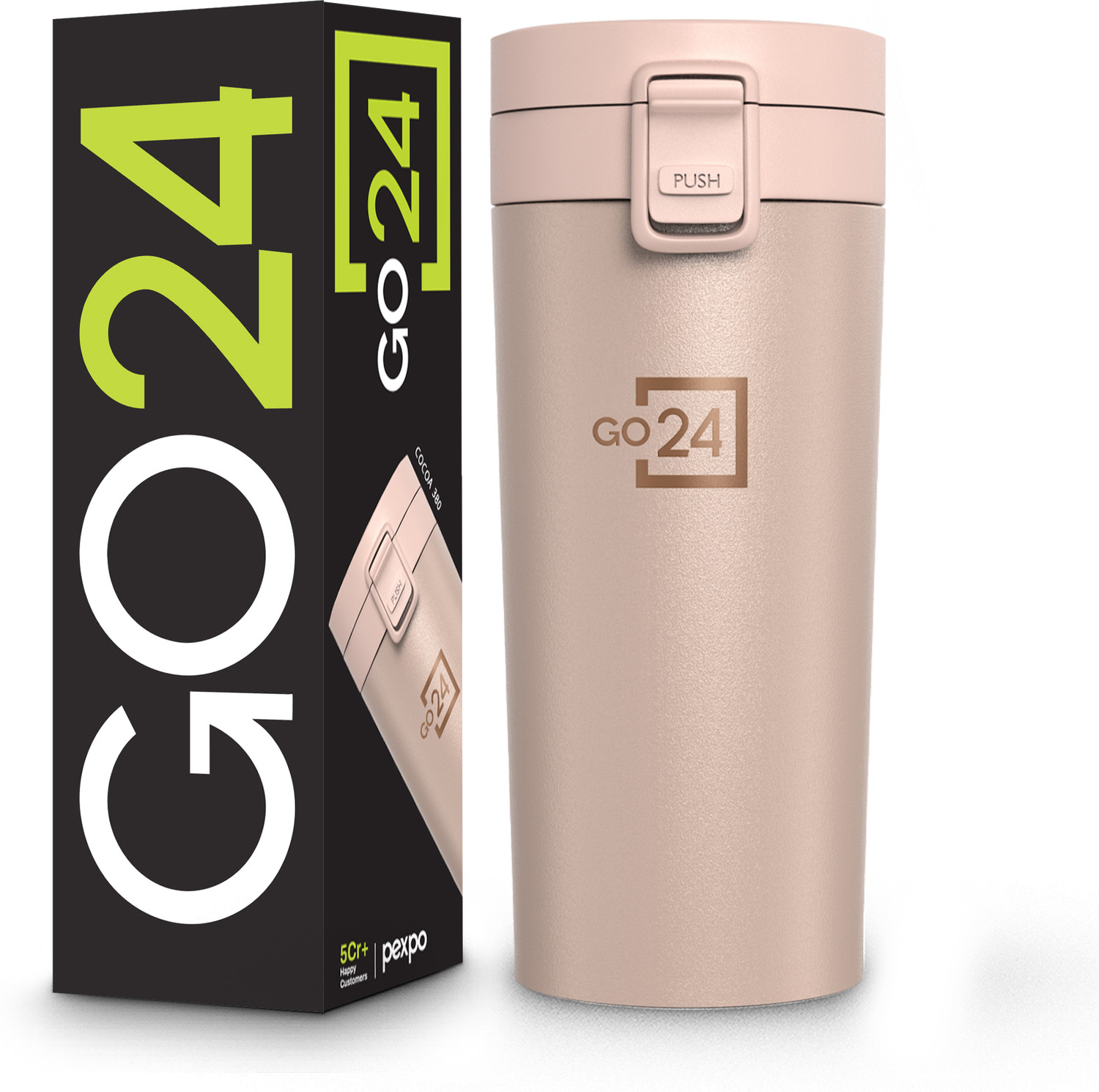 Image of Go24 Cocoa Vacuum Insulated Hot & Cold Spill Proof Stainless Steel Coffee Mug