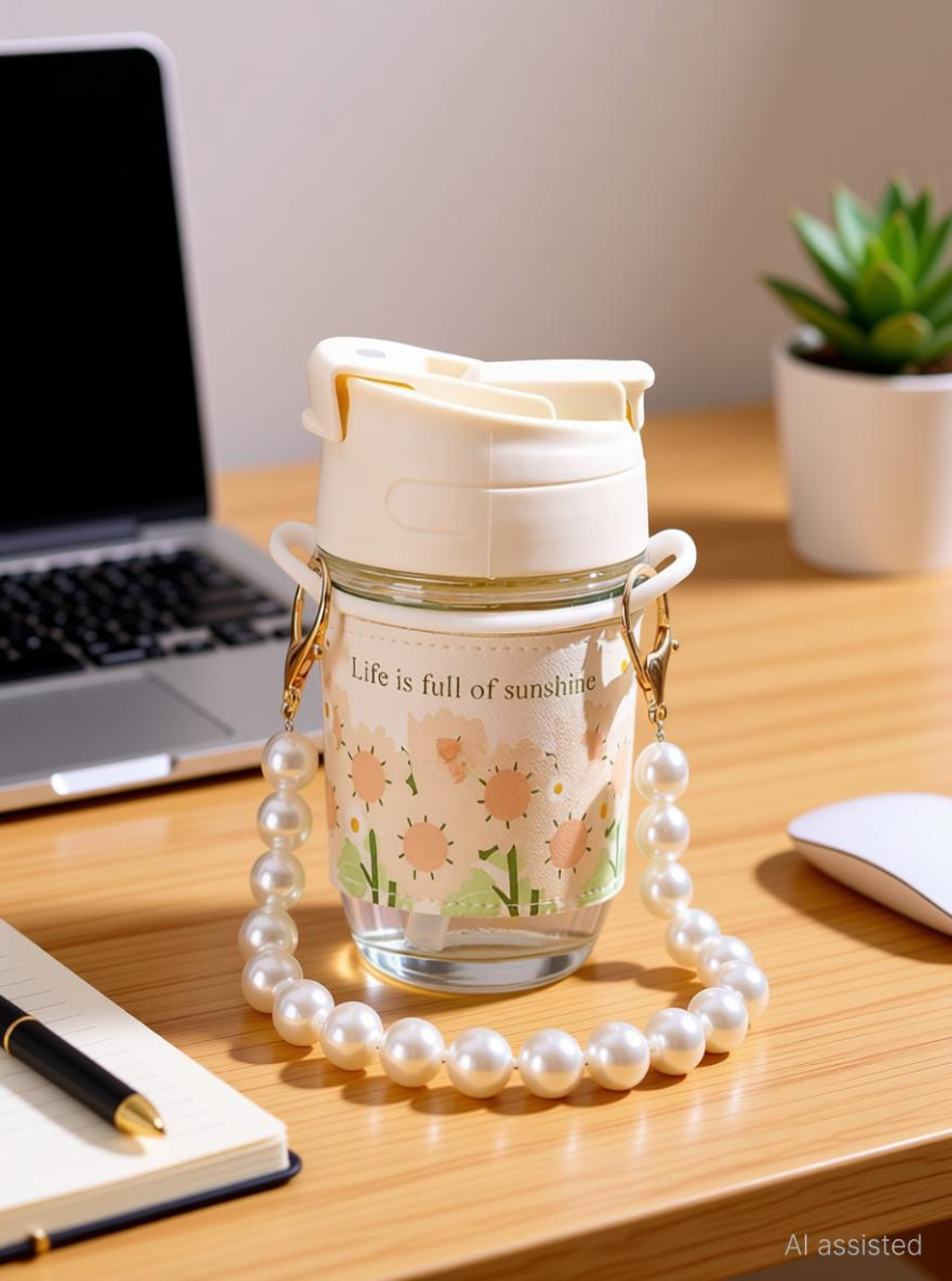 Image of GOSK Enterprise Pearl Glass Coffee Tumbler Moti Girls Sipper Juice Cocktail Smoothie Cup Glass Coffee Mug