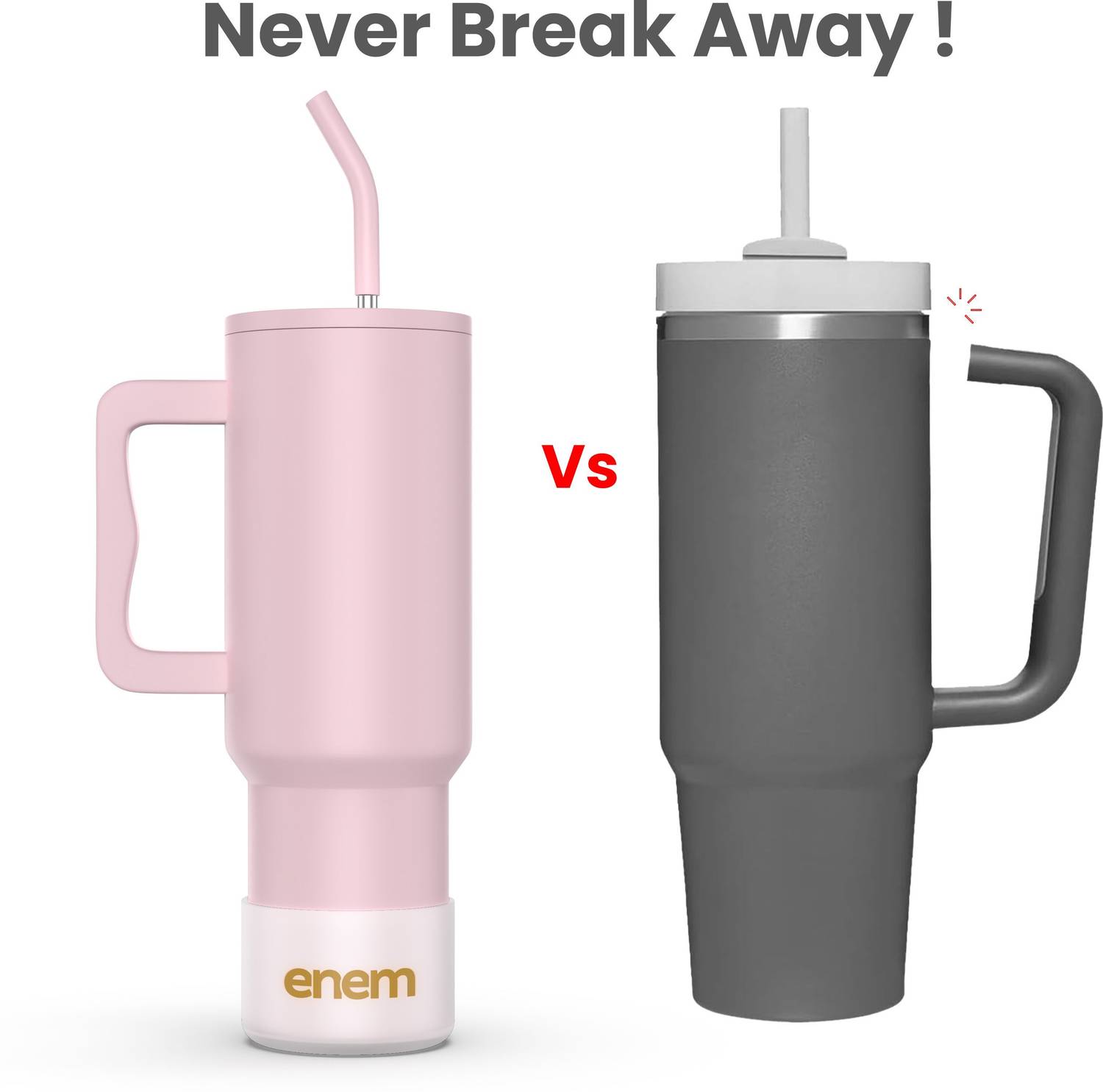 Enem Vacuum Insulated Tumbler with Straw, Brown - Image 5