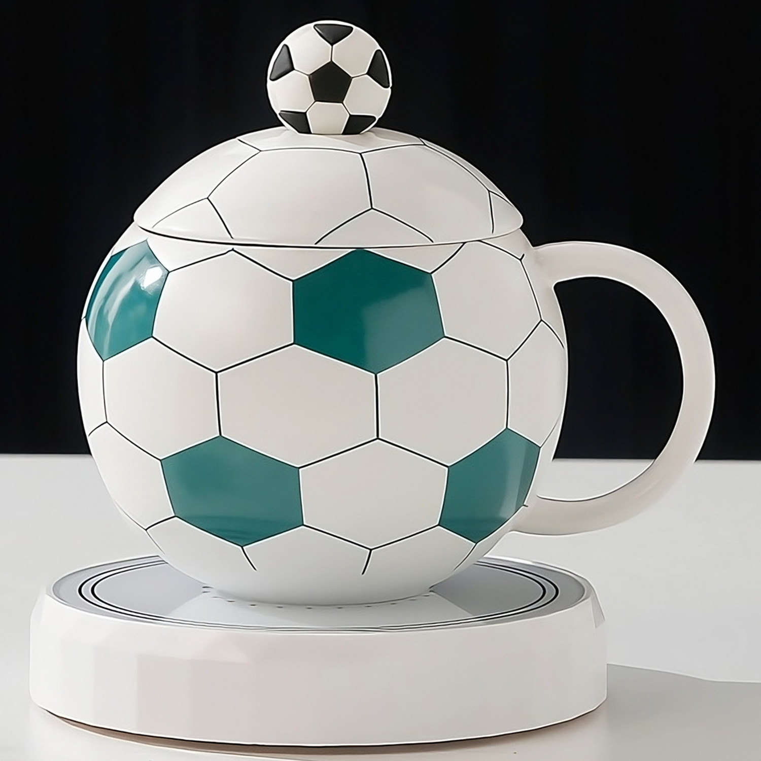 Image of BONZEAL Soccer Football Green Premium Coffee Tea Cup 400 ml Gift For Birthday Ceramic Coffee Mug