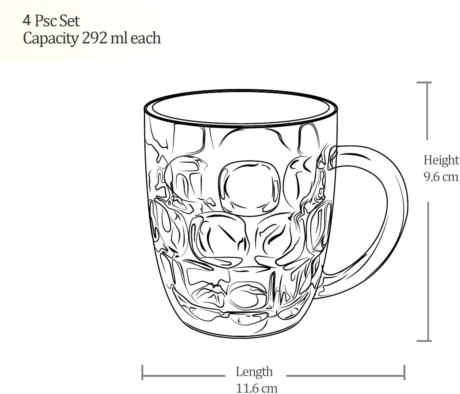 Image of TREO Cascade Cool Glass Beer, Set of 4, 292 ml Each| Serve Whiskey | Wine | Juice Glass Beer Mug