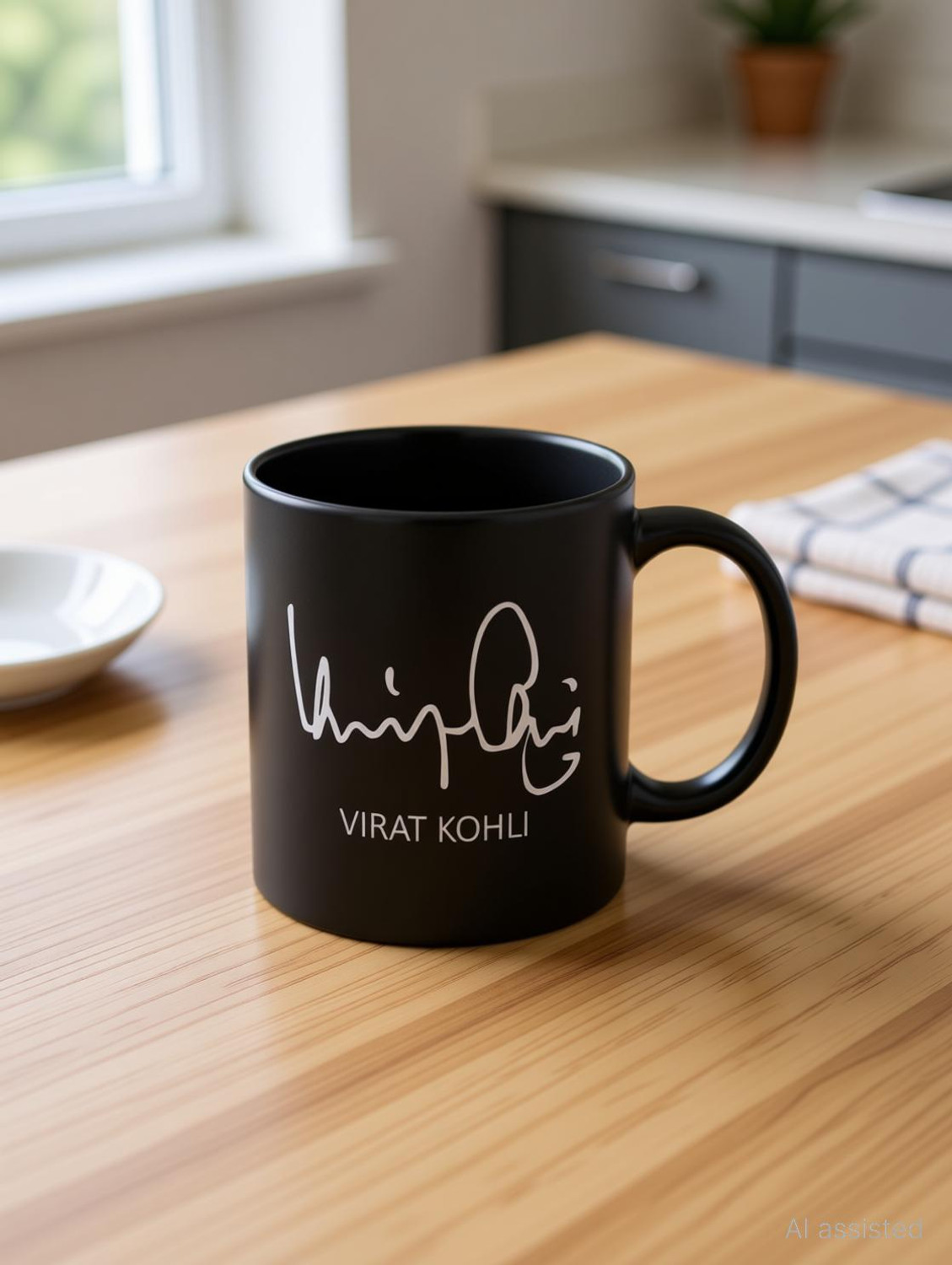 Image of Nova Creations Virat Kohli Autograph /Signature Microwave Safe I Dishwasher Safe Black Ceramic Coffee Mug