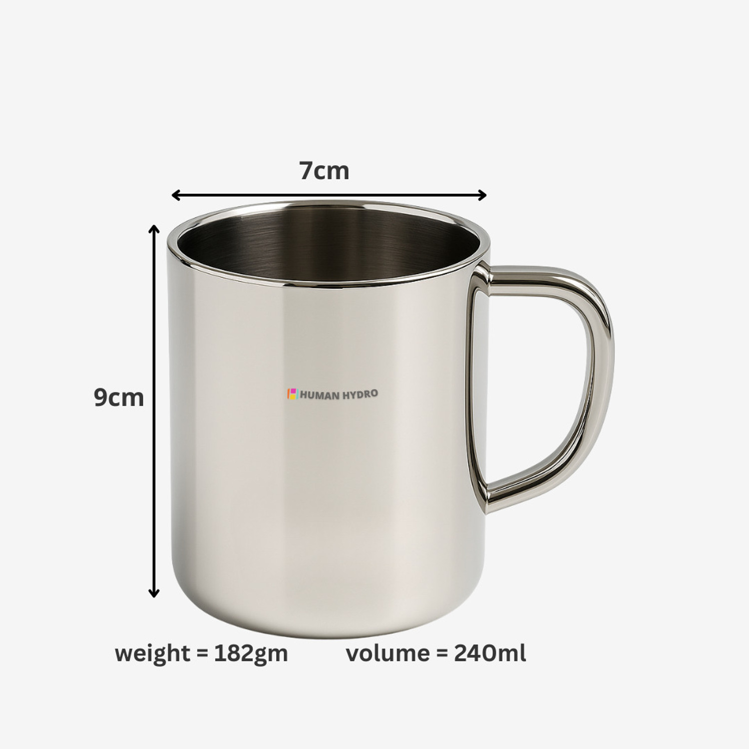 Image of Human Hydro Prime Steel Tea Cup, Rust-Free & Reusable Stainless Steel Coffee Mug