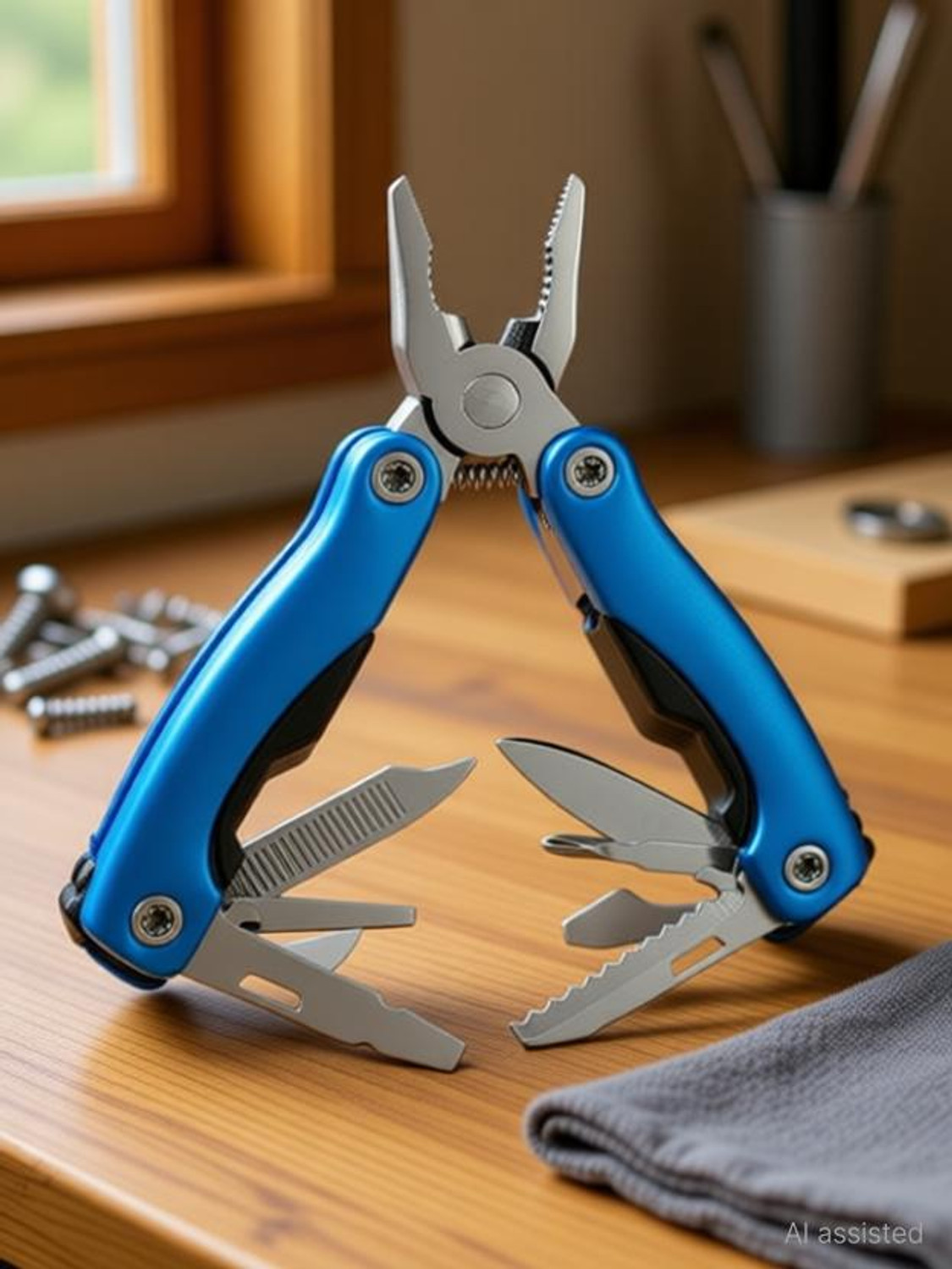 Image of MENZY Royal Blue 9 in 1 Multi Functional Pocket Carry Tools Multi Utility Plier