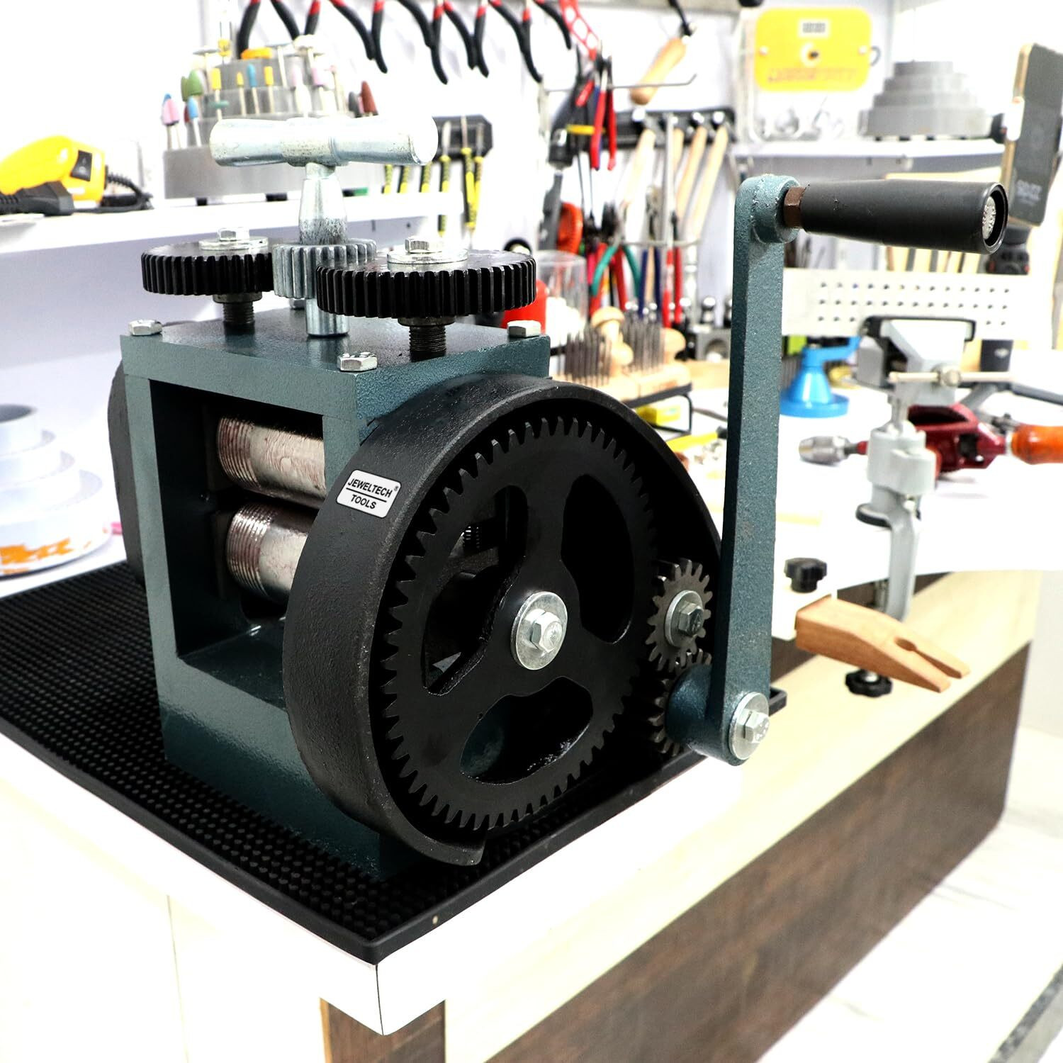 Image of JEWELTECH 4 inch Rolling Mill Machine /Tar Patti Machine for Gold & Silver Jewellery Multi Vise Tool