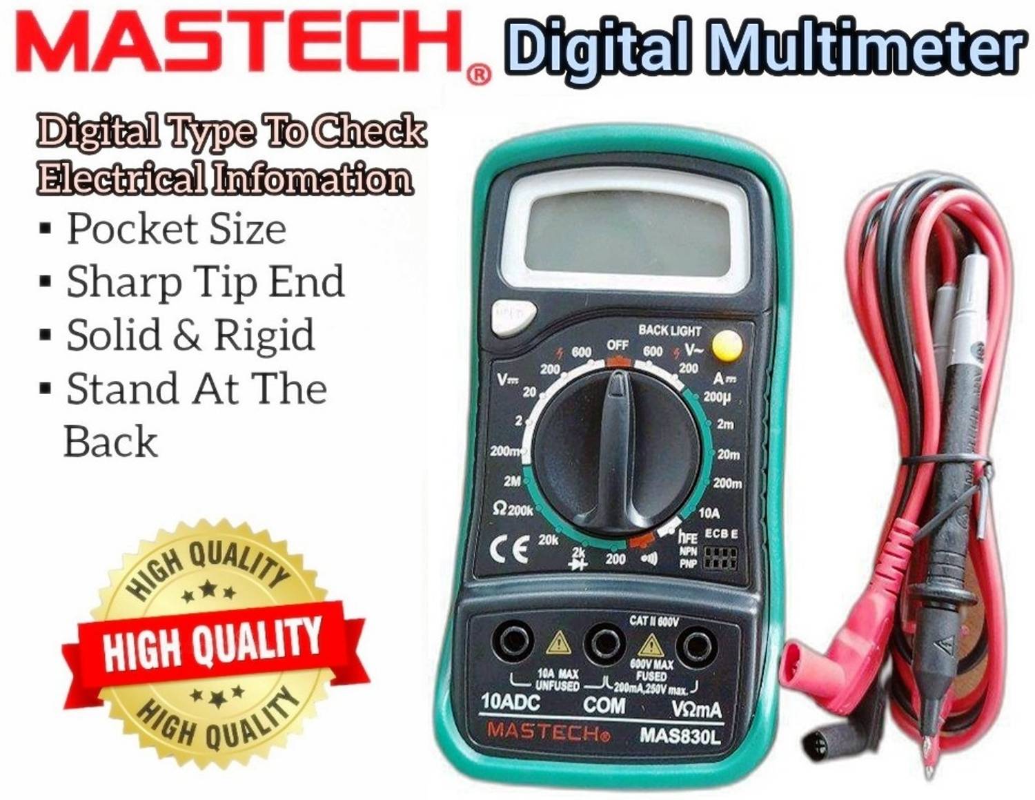 Mastech MAS 830L Digital Multimeter - Image 4