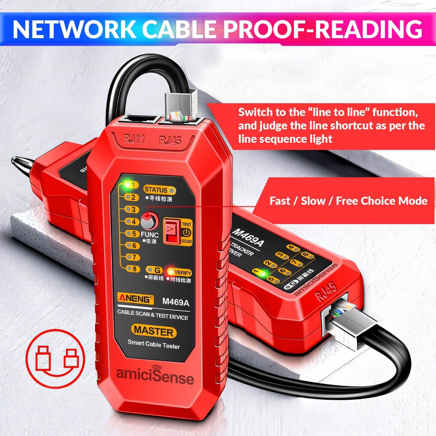 Image of amiciTools Network Cable Tracker,Wire Break Point Tester with Flashlight Analog Multimeter