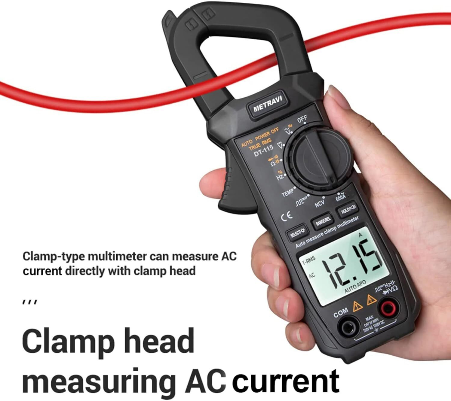 Image of Metravi DT-115 Pocket TRMS AC Clamp Meter upto 600A AC (ONLY AC AMP) Digital Multimeter