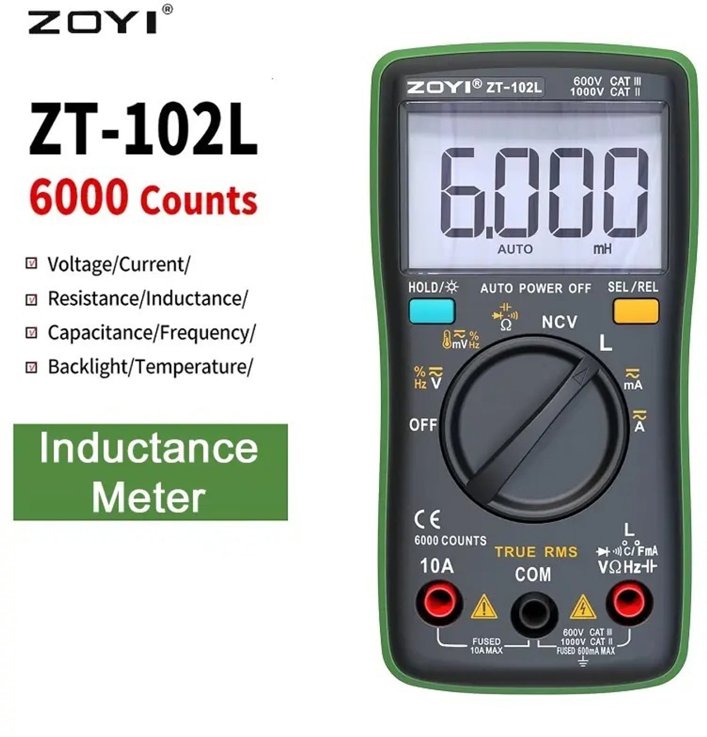 Image of BABATOOLS ZT-102L Multimeter True RMS 6000 Counts 60H LCR Meter Voltage Multimeter Digital Multimeter
