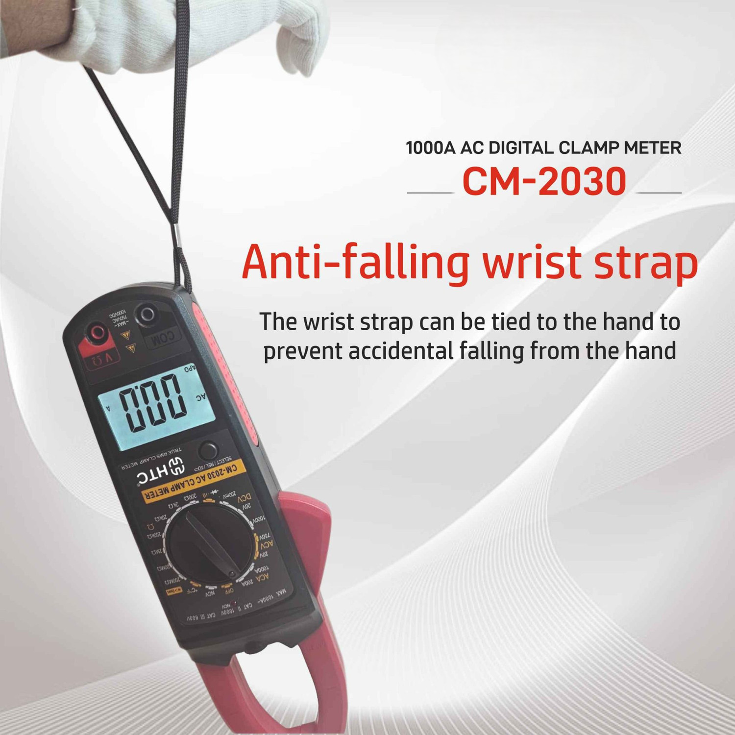 Image of HTY HTC CM2030, Digital Ac Clamp Meter 1000A Tester Clip-On-Meter Digital Multimeter