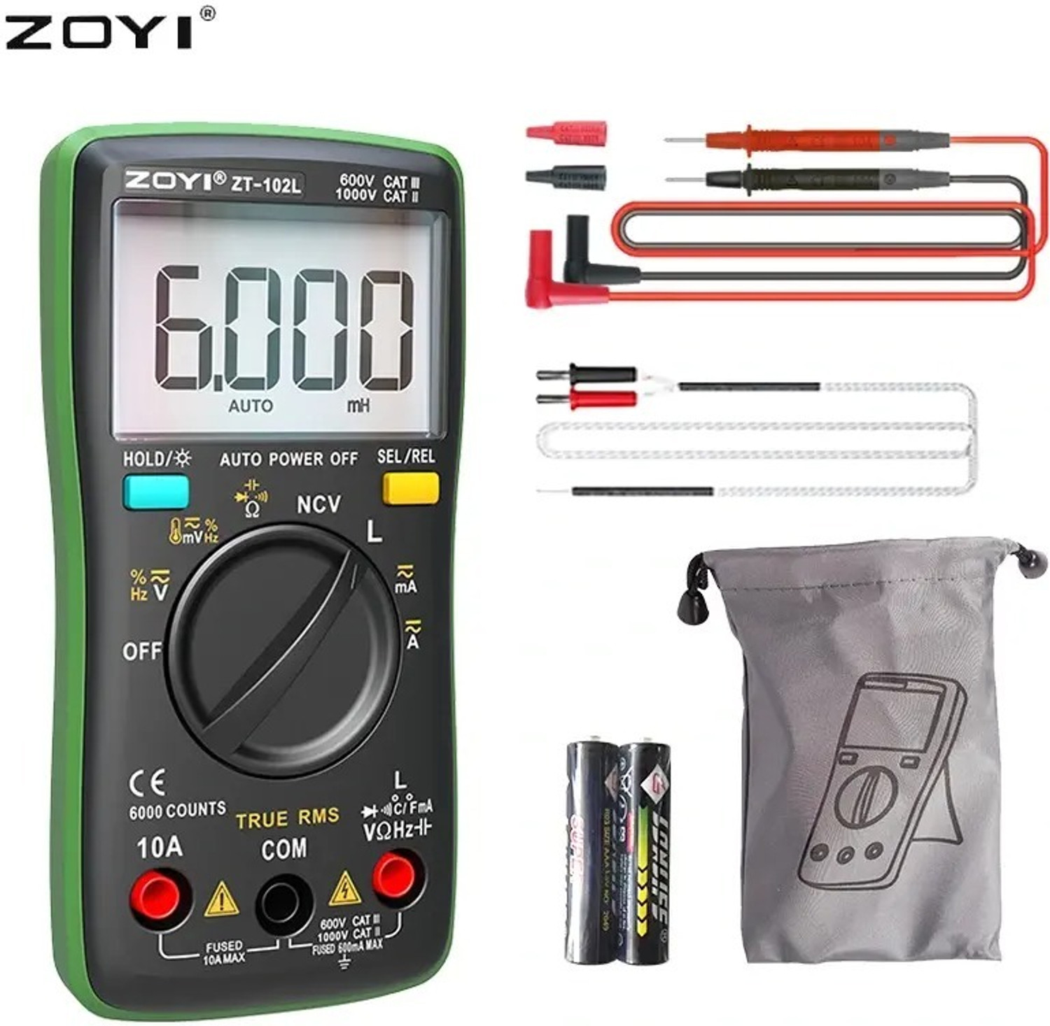 Image of BABATOOLS ZT-102L Multimeter True RMS 6000 Counts 60H LCR Meter Voltage Multimeter Digital Multimeter