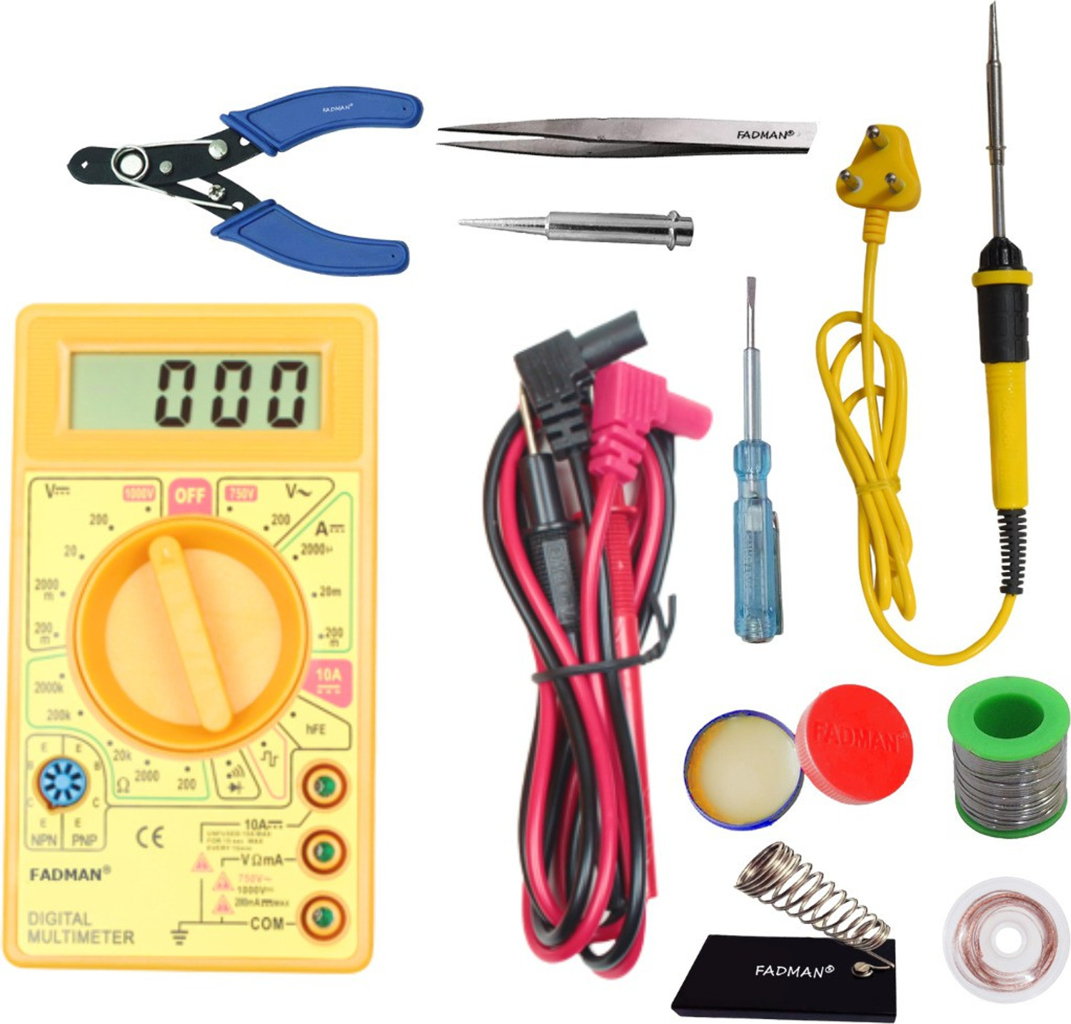 Image of FADMAN MMTSA-2KMOLSQHR High Quality 25W Soldering Iron Equipments Combo Pack With Digital Multimeter