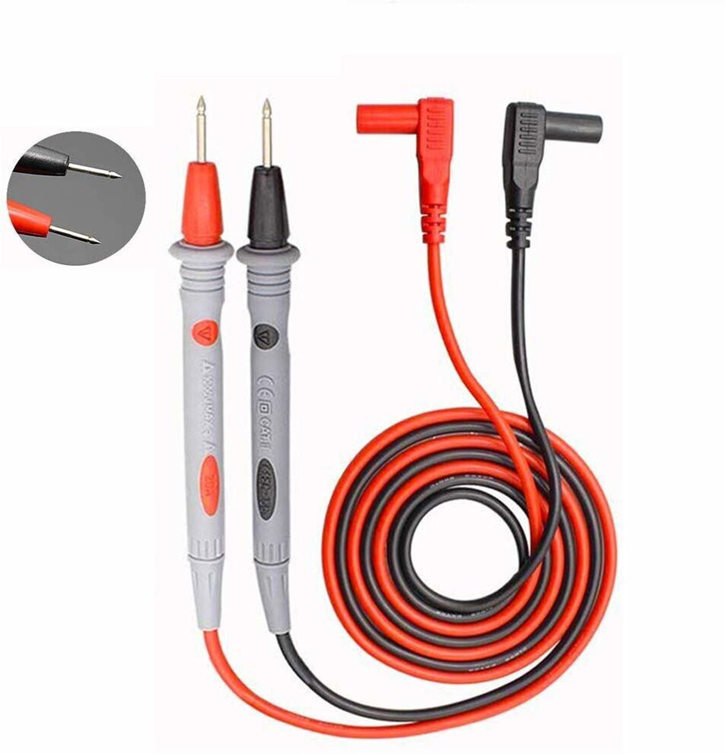 Image of SYMFONIA 1000 Volt 20 Amp Universal Multimeter Lead Probes Plug Test Cable Wire Pen Thin Tip Needle for Multi Meter, Clamp Meter, Volt Meter, Electronic Work with Ultra Fine Imported High Quality Super Softer Anti freezing Silicon Probe for Digital Multimeter Digital Multimeter