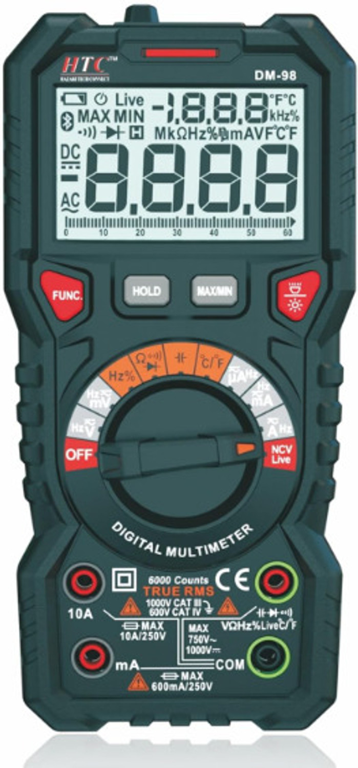 Image of HCT HTC DM-98 with TRMS and Autoranging function with Bargraph (Battrey Included) Digital Multimeter