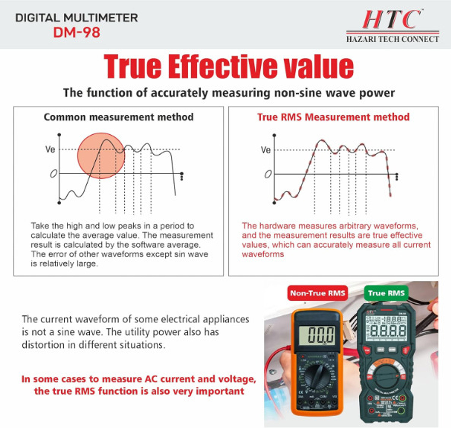 Image of HCT HTC DM-98 with TRMS and Autoranging function with Bargraph (Battrey Included) Digital Multimeter