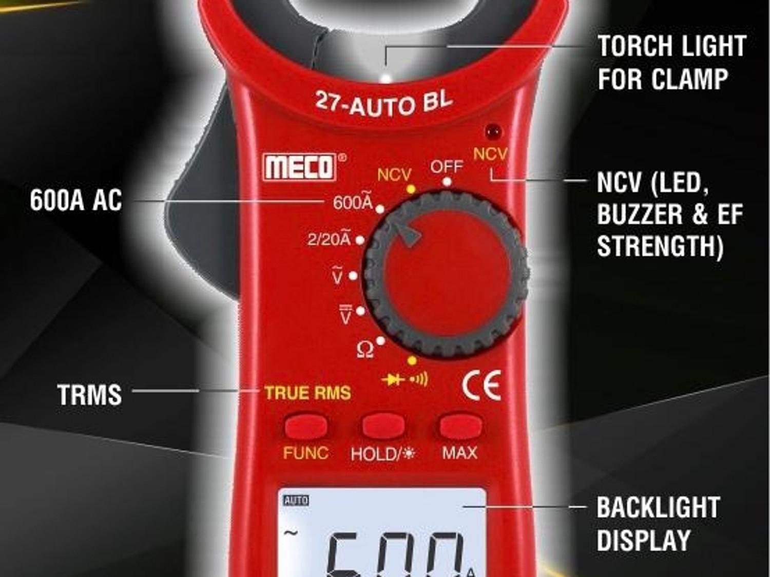 Image of HTY Meco-27 Auto BL digial clampmeter 600A AC With 1 Year warranty Digital Multimeter
