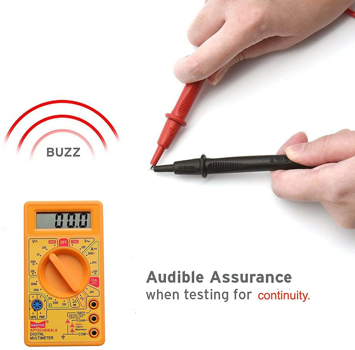 Image of HOTFIX DT830B Digital Multimeter | Diode And Transistor Tester | AC /DC Volt Test | Test Probes | Voltmeter | Multitester |Volt /OHM Meter (VOM) Multi-Meter Yellow Digital Multimeter