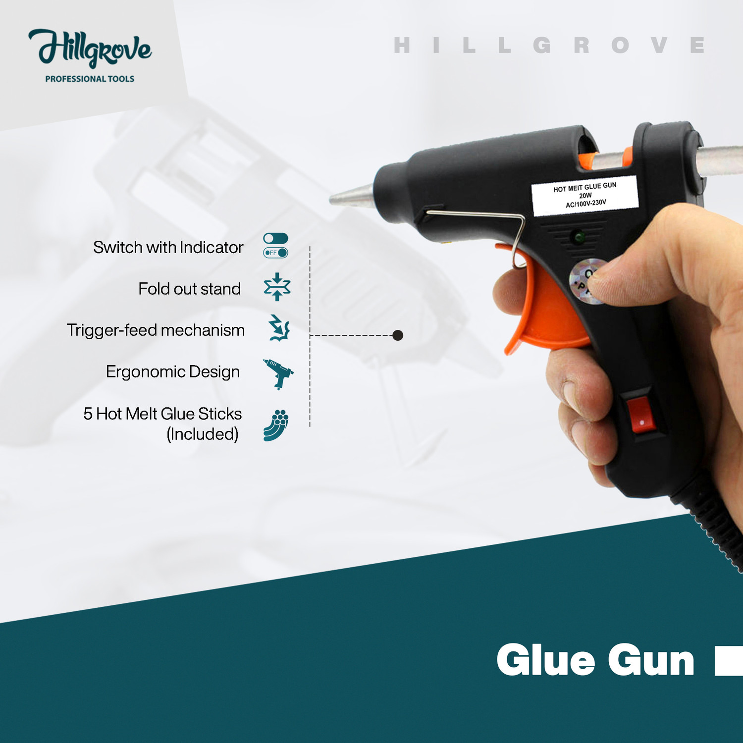 Image of Hillgrove Electronic 4in1 Professional Mobile Soldering Equipment Tool Machine Glue Gun Combo Kit Set with Flux Paste and Wire 60 W Temperature Controlled
