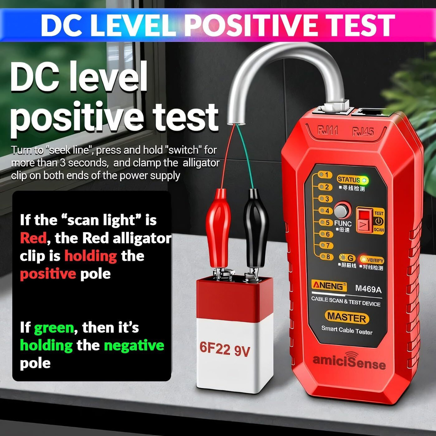 Image of amiciTools Network Cable Tracker,Wire Break Point Tester with Flashlight Analog Multimeter