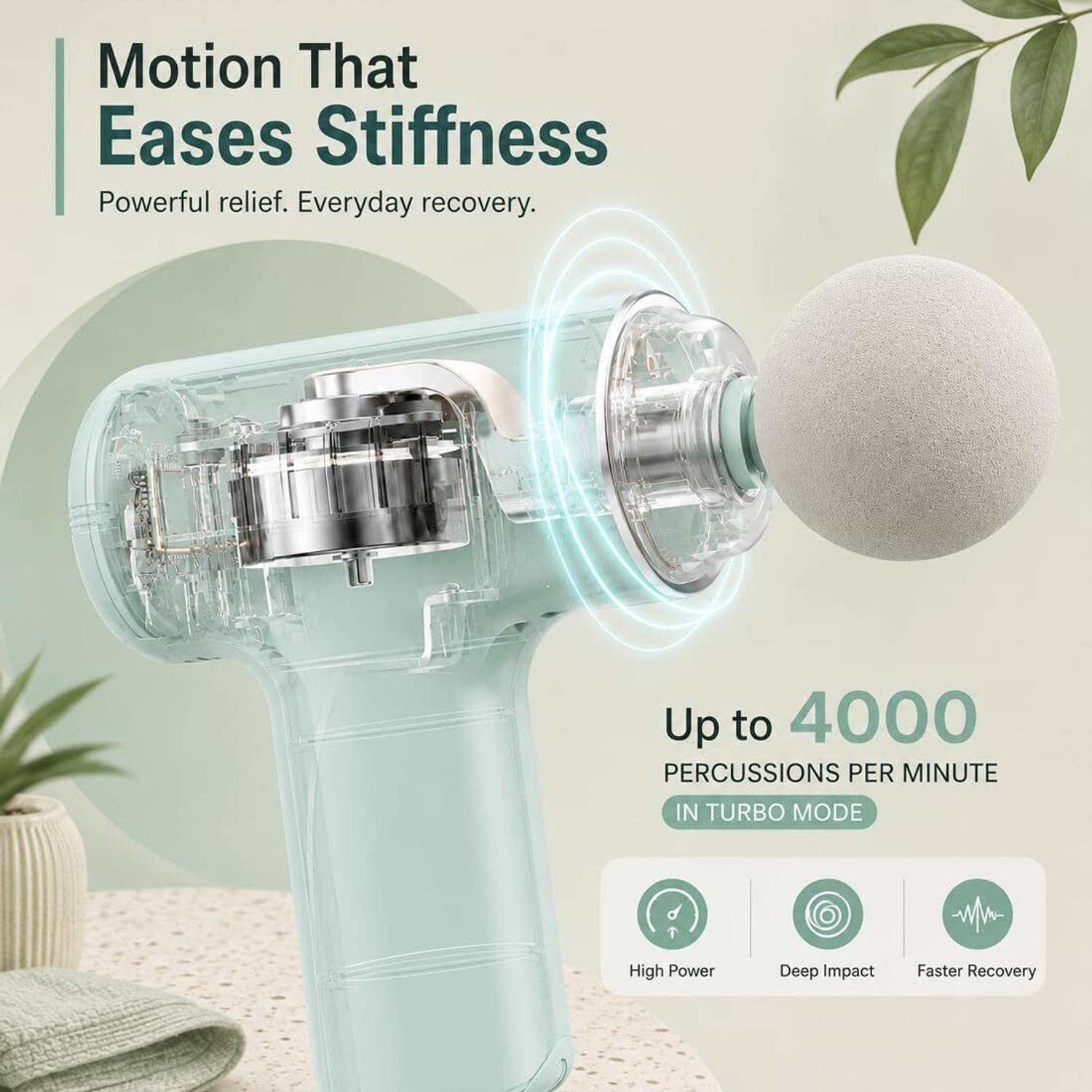 CLOKIFY Mini Massage Gun for Body Pain Relief (Green) - Image 3