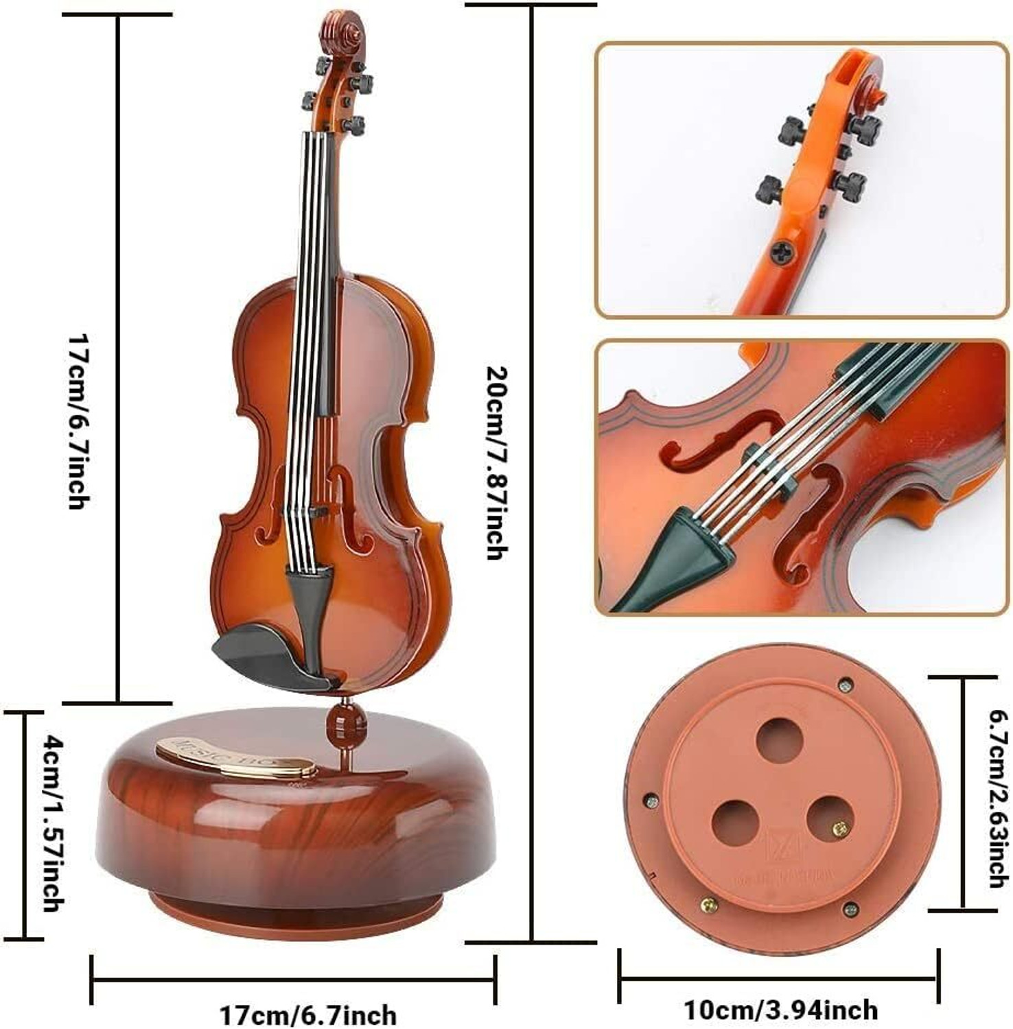 Image of Smitex Guitar Music Box 360 Rotating Musical Bass Instrument Decorative Artware