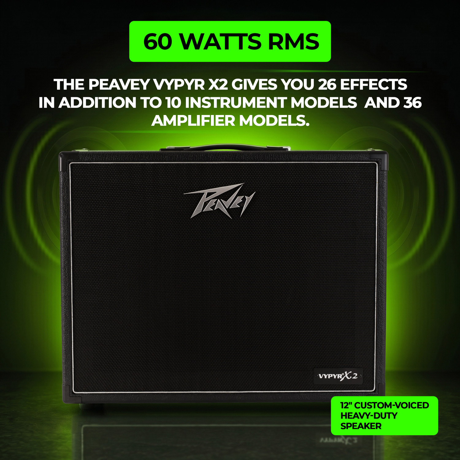 Image of Peavey VYPYR X2 | 60W Amp, 12 inch Heavy-duty Speaker Guitar Amplifier