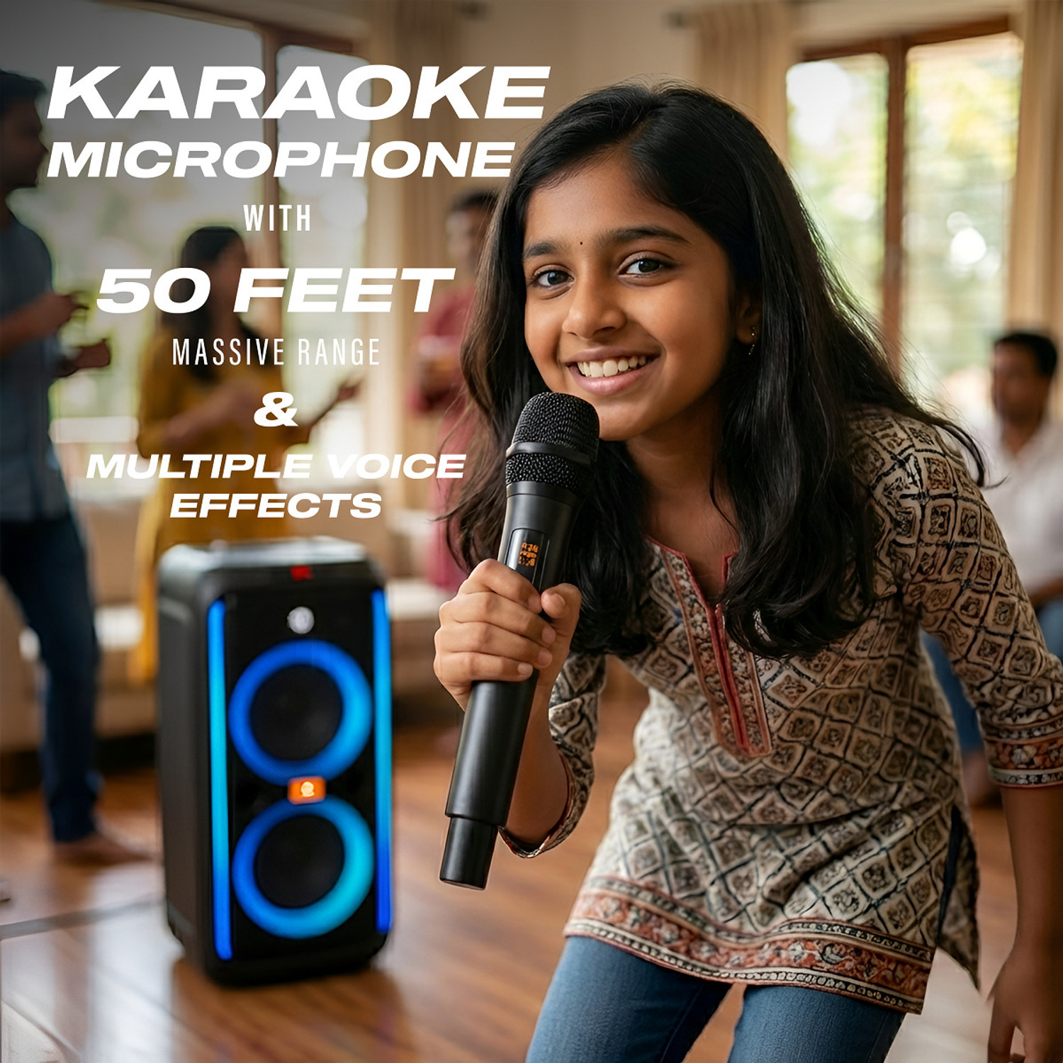 Image of Digimore D-1362 PartyBox 120W Portable Speaker w BT |Heavy Bass| Wireless Mic| RGB Lights Speaker Cabinets
